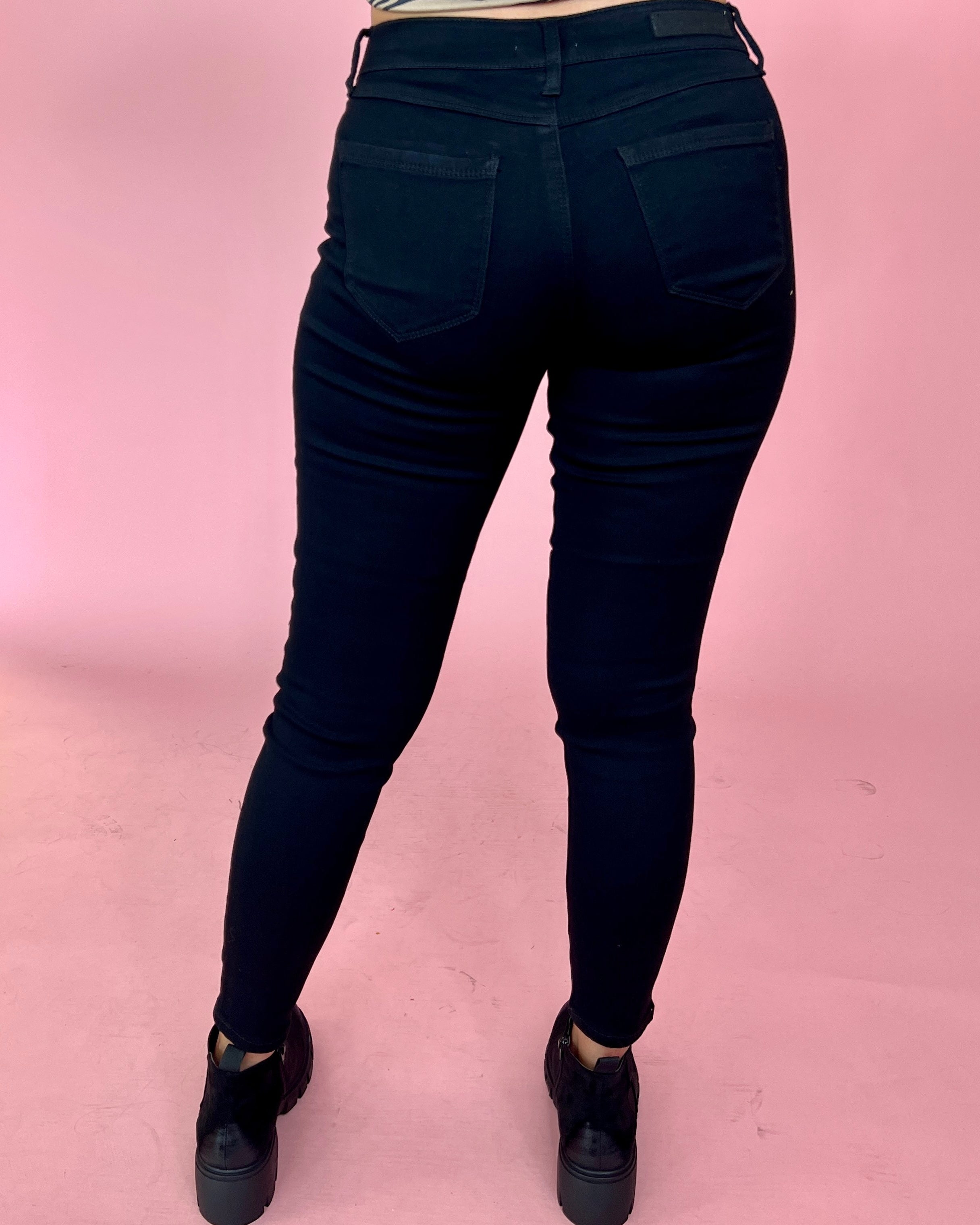 Tell Me Everything Black Mid Rise Super Skinny Jeans-Shop-Womens-Boutique-Clothing