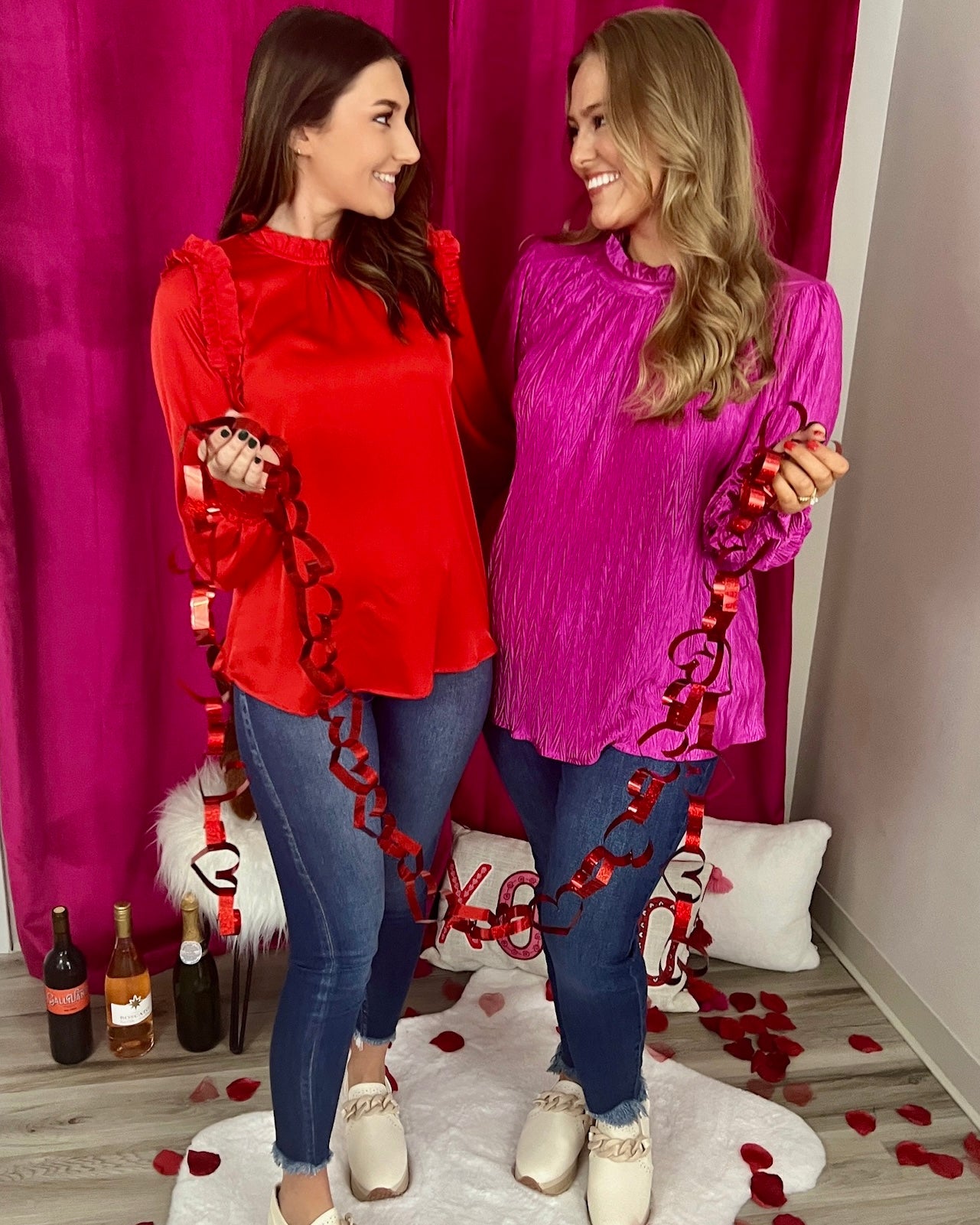 All The Best Hot Pink Plus Textured Satin Top-Shop-Womens-Boutique-Clothing