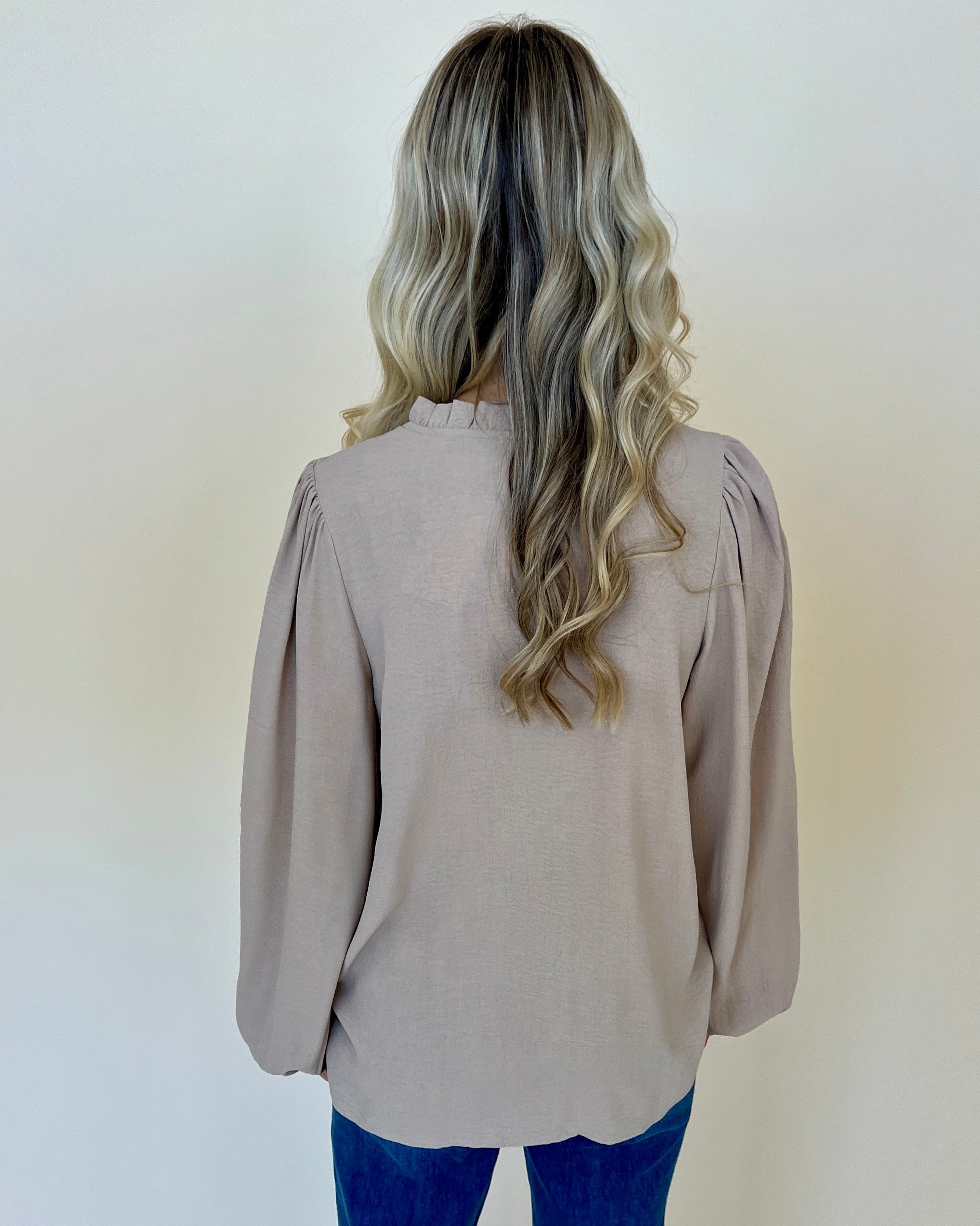 Just Right Champagne Ruffle Top-Shop-Womens-Boutique-Clothing