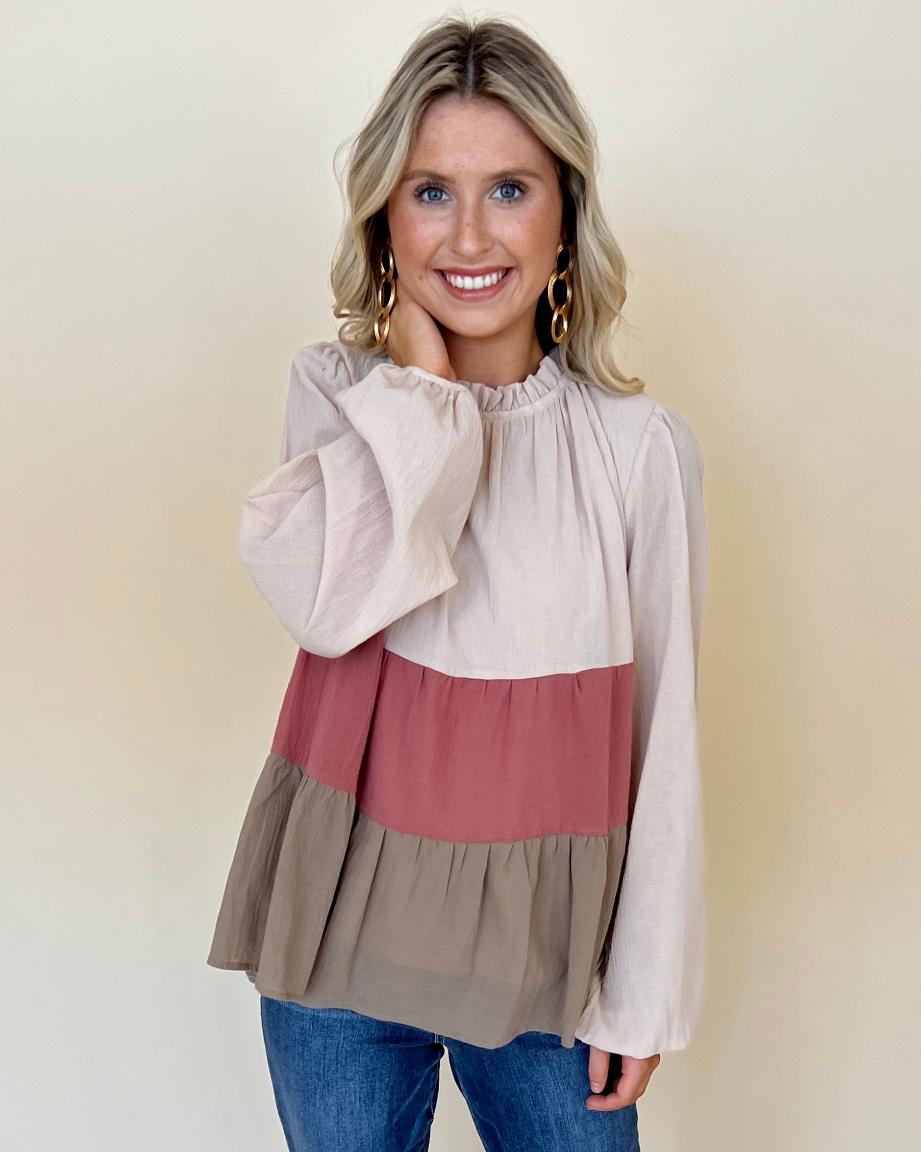 Express Yourself Mocha Color Block Top-Shop-Womens-Boutique-Clothing