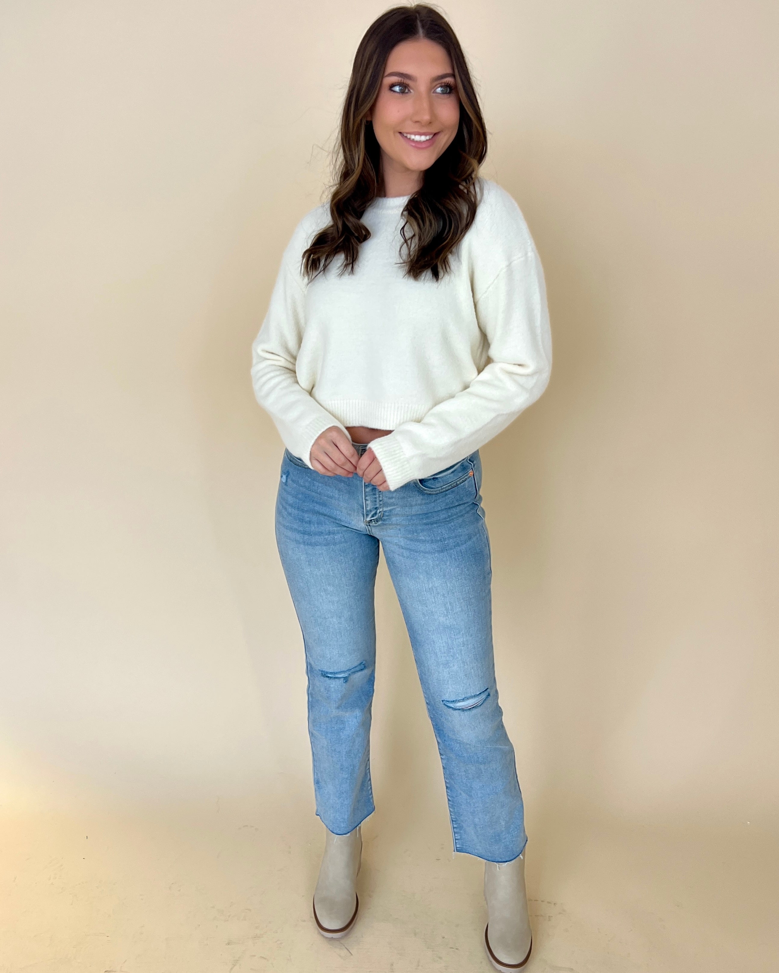 Be You Cream Fuzzy Cropped Sweater-Shop-Womens-Boutique-Clothing