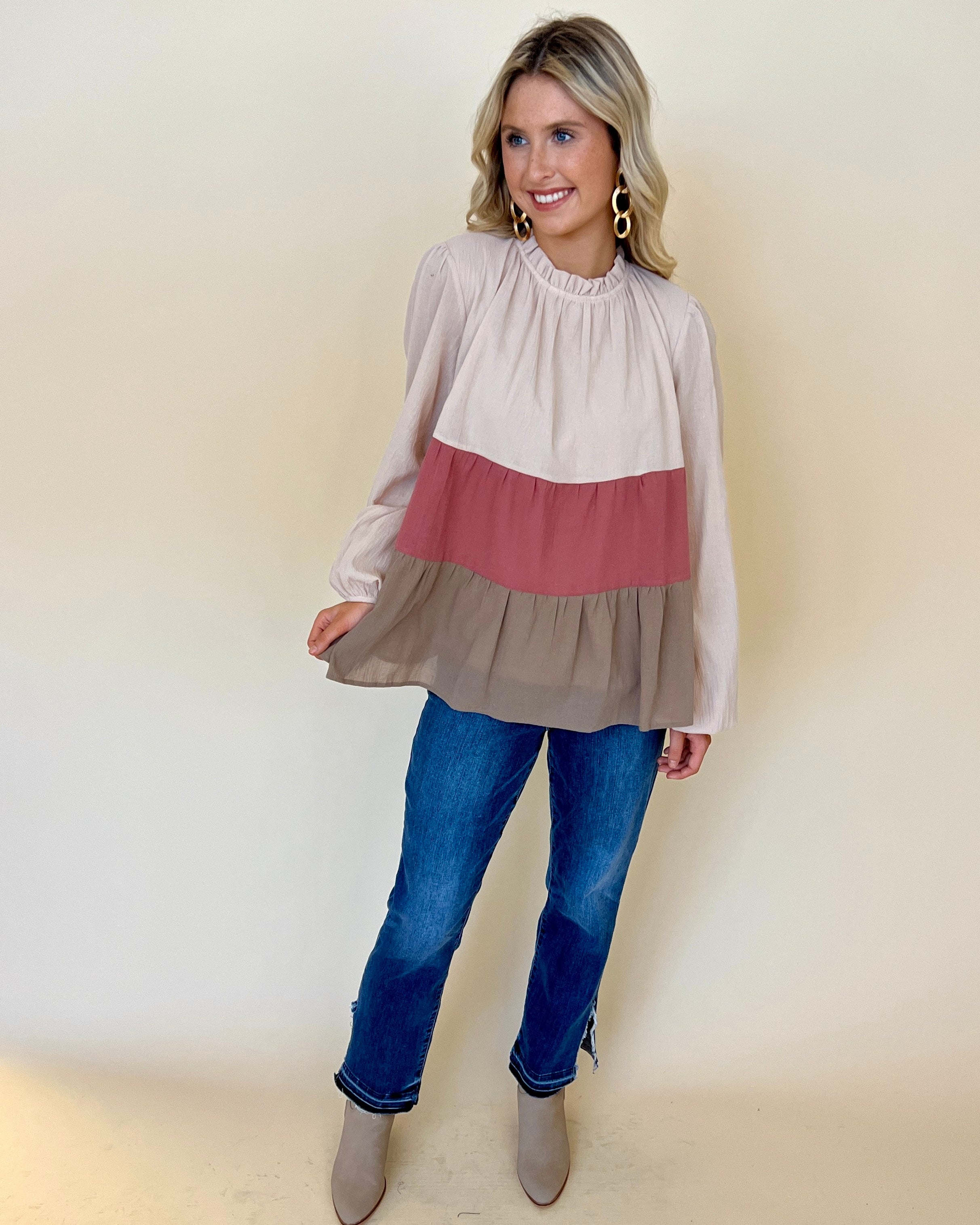 Express Yourself Mocha Color Block Top-Shop-Womens-Boutique-Clothing