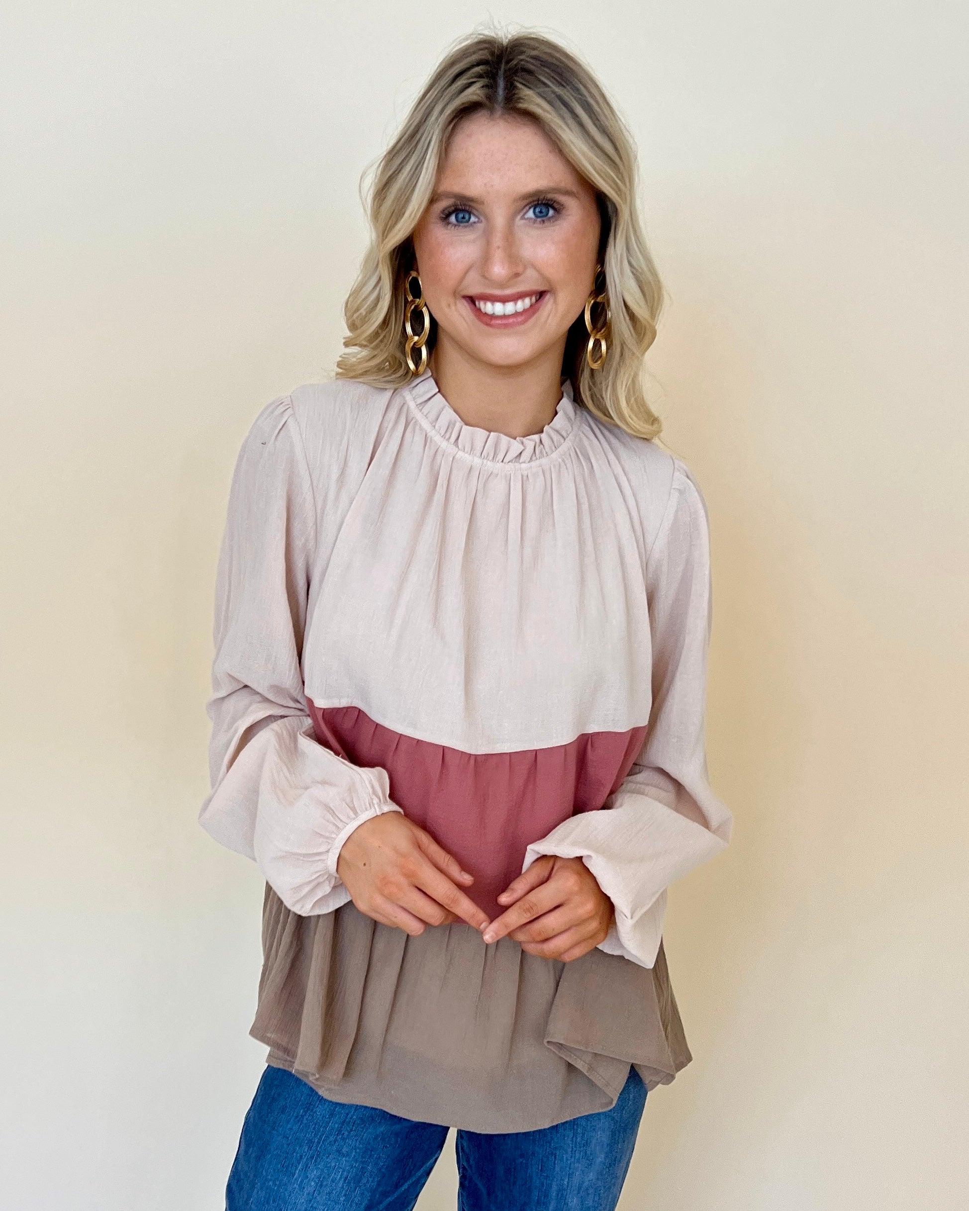 Express Yourself Mocha Color Block Top-Shop-Womens-Boutique-Clothing