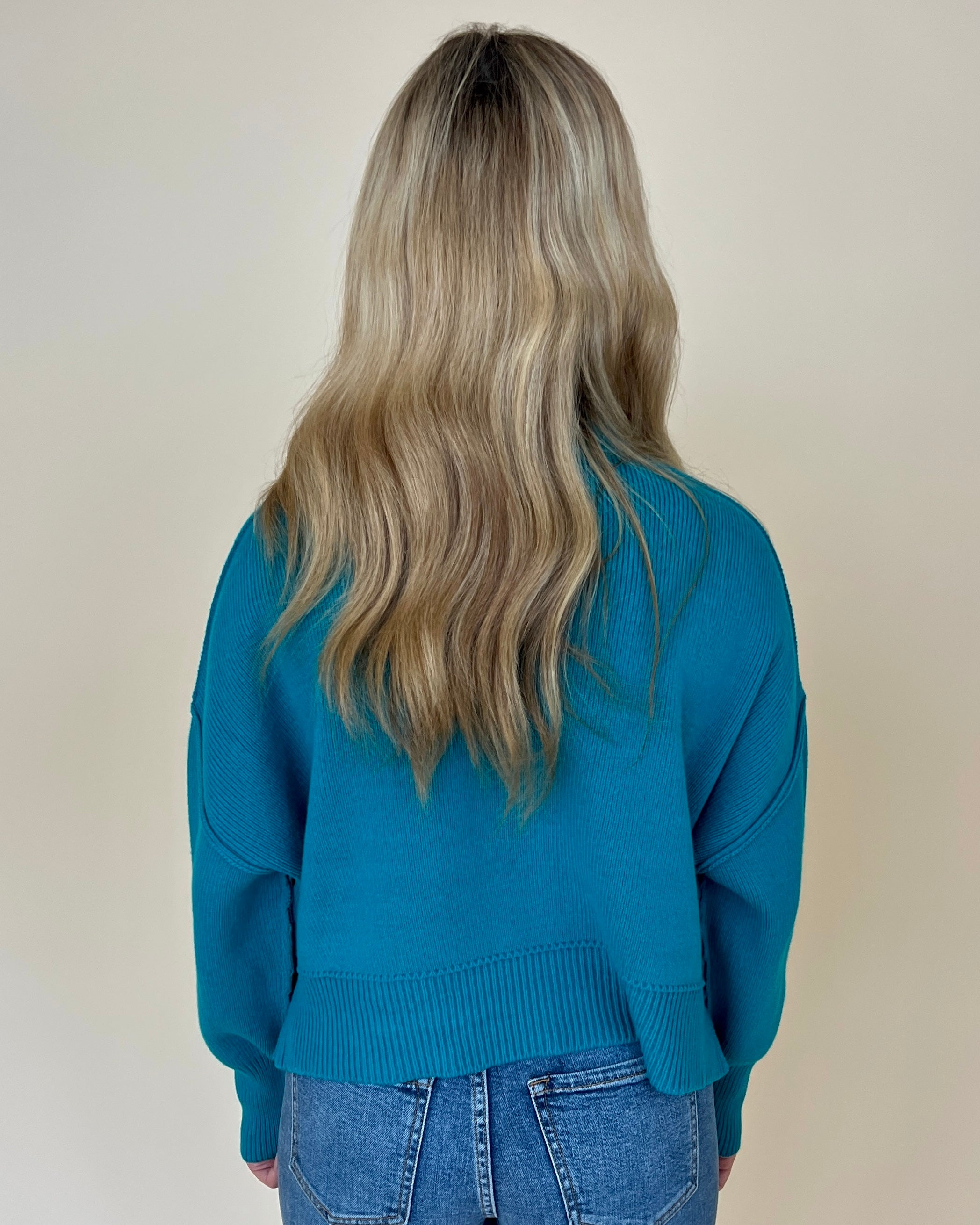 Room For Two Lt Teal Cropped Sweater-Shop-Womens-Boutique-Clothing