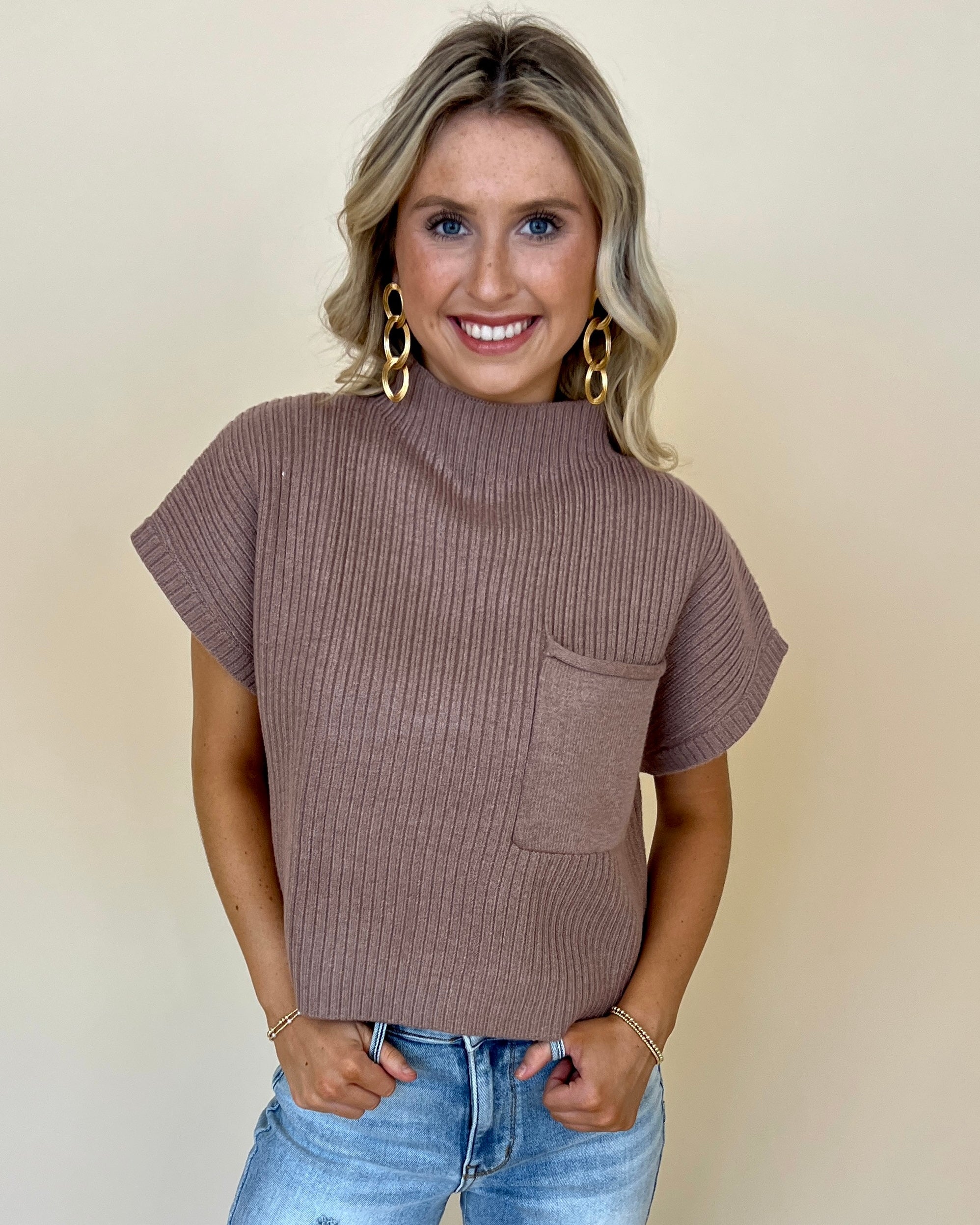 Still Holding On Mocha Pocket Sweater-Shop-Womens-Boutique-Clothing