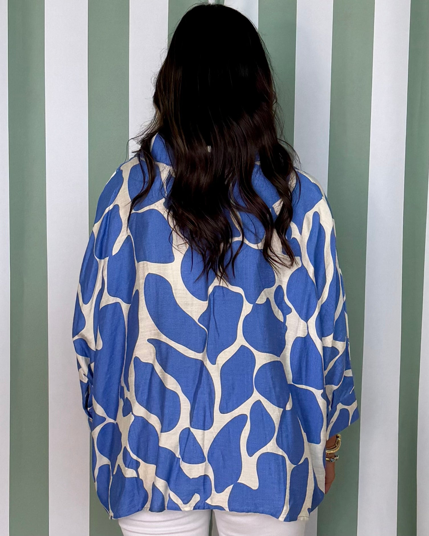Feeling Alive Cerulean Abstract Button Top-Shop-Womens-Boutique-Clothing