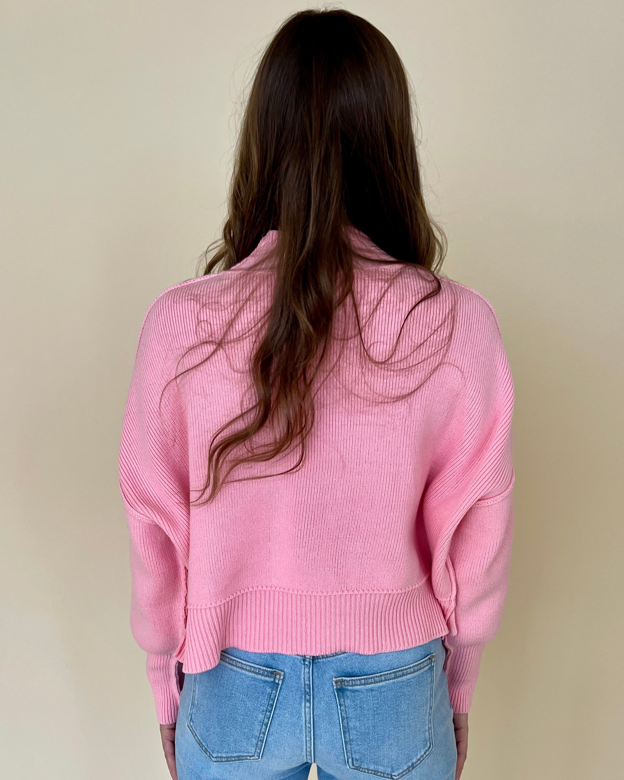 Room For Two Dk Pink Cropped Sweater-Shop-Womens-Boutique-Clothing