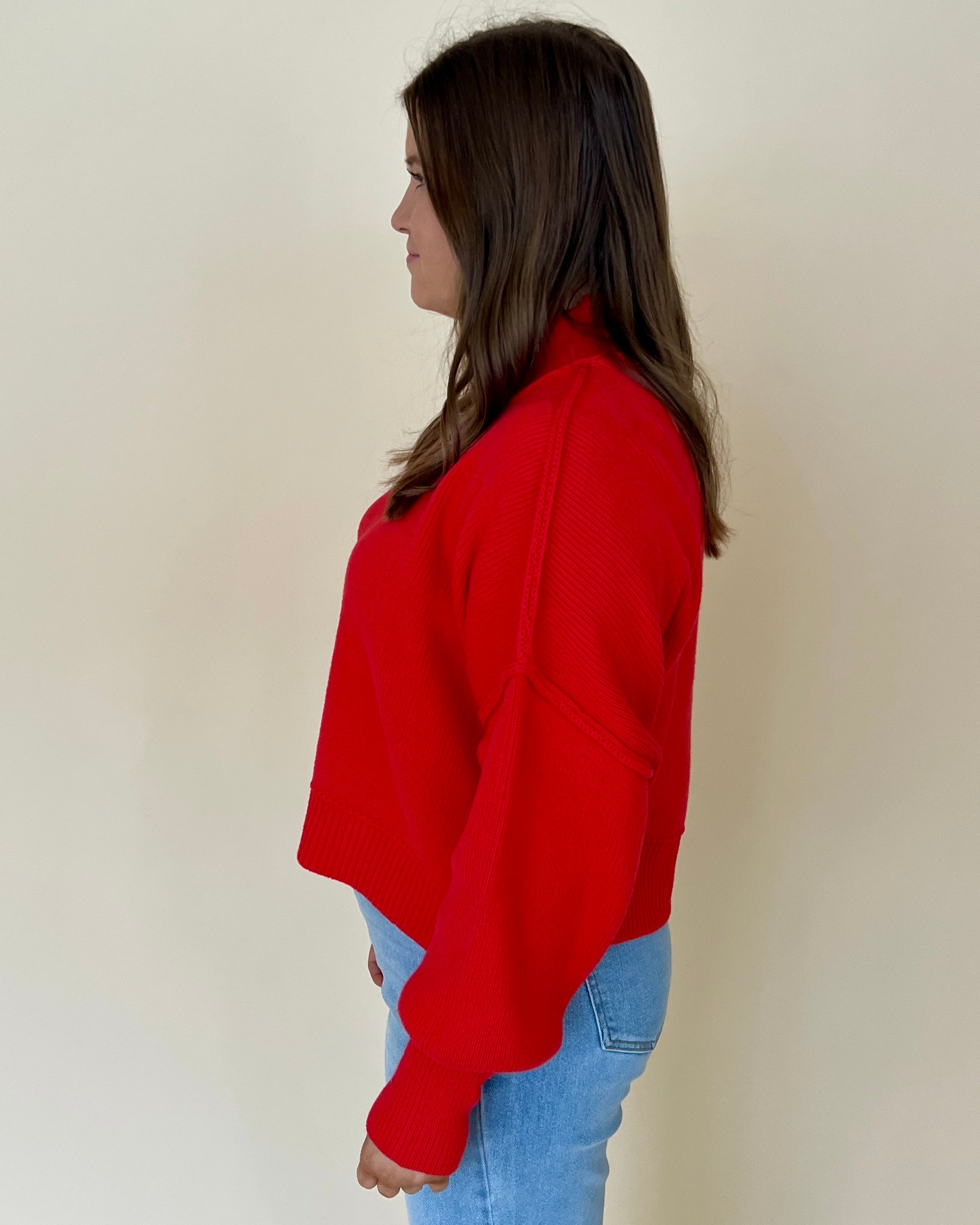 Room For Two Lt Red Cropped Sweater-Shop-Womens-Boutique-Clothing