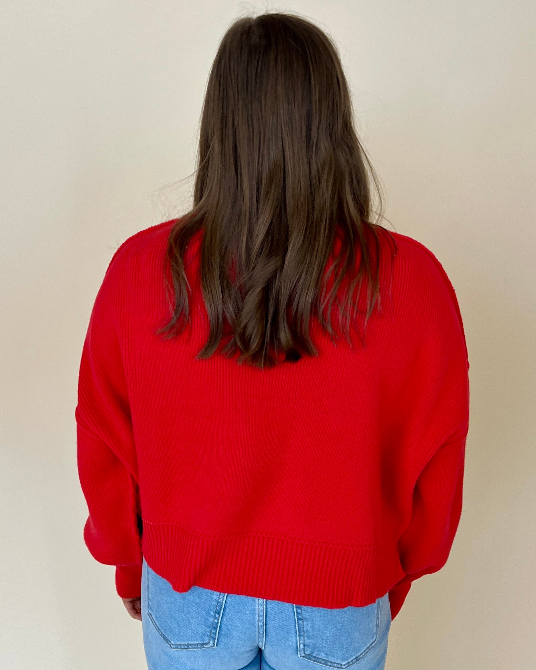 Room For Two Lt Red Cropped Sweater-Shop-Womens-Boutique-Clothing