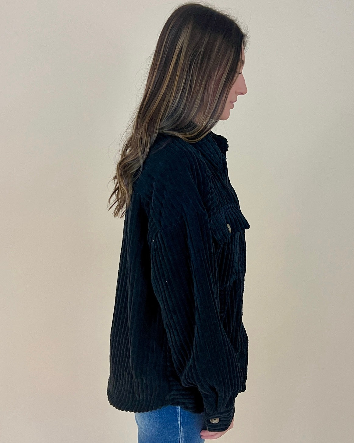 Perfect Season Black Fuzzy Ribbed Jacket-Shop-Womens-Boutique-Clothing