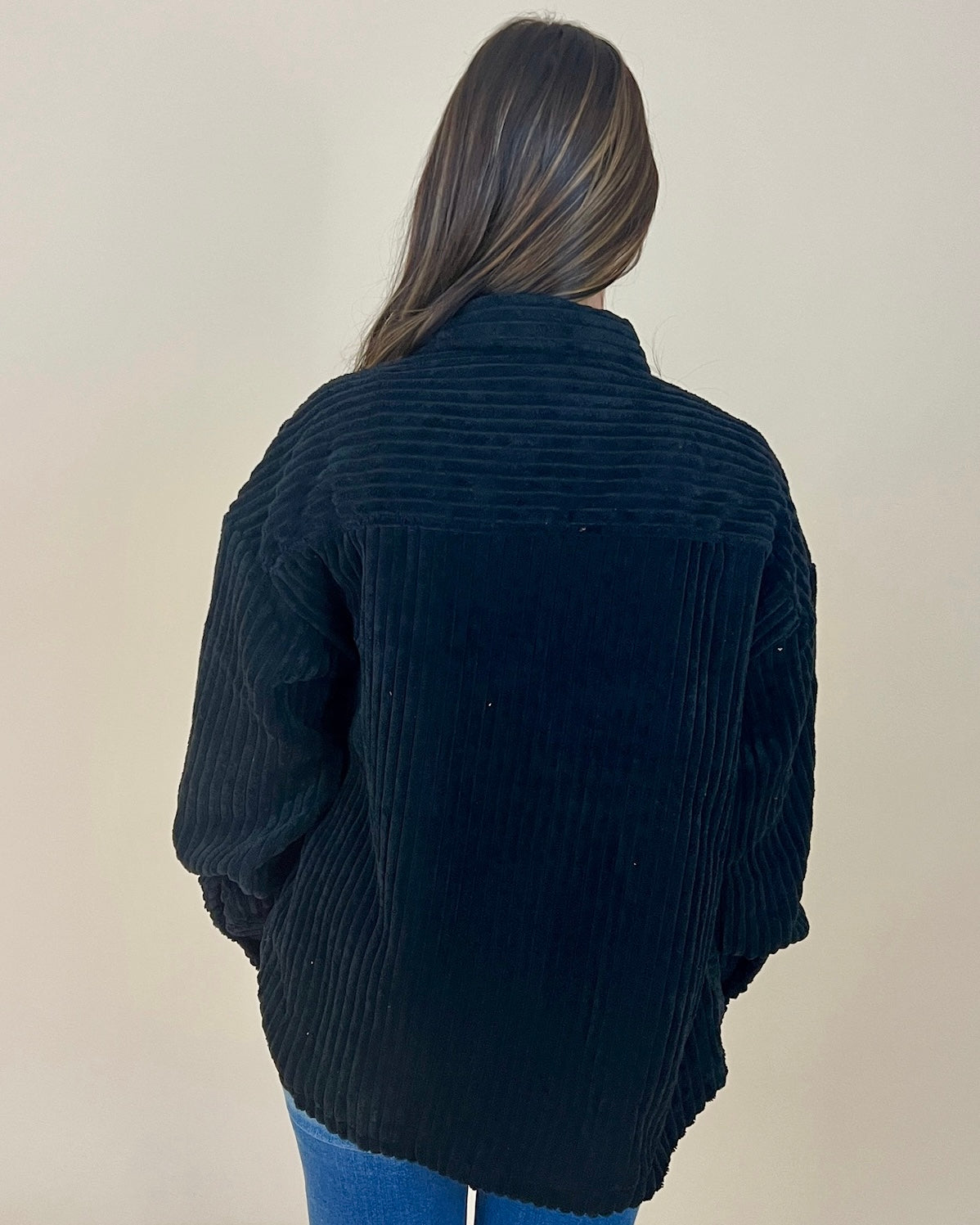 Perfect Season Black Fuzzy Ribbed Jacket-Shop-Womens-Boutique-Clothing