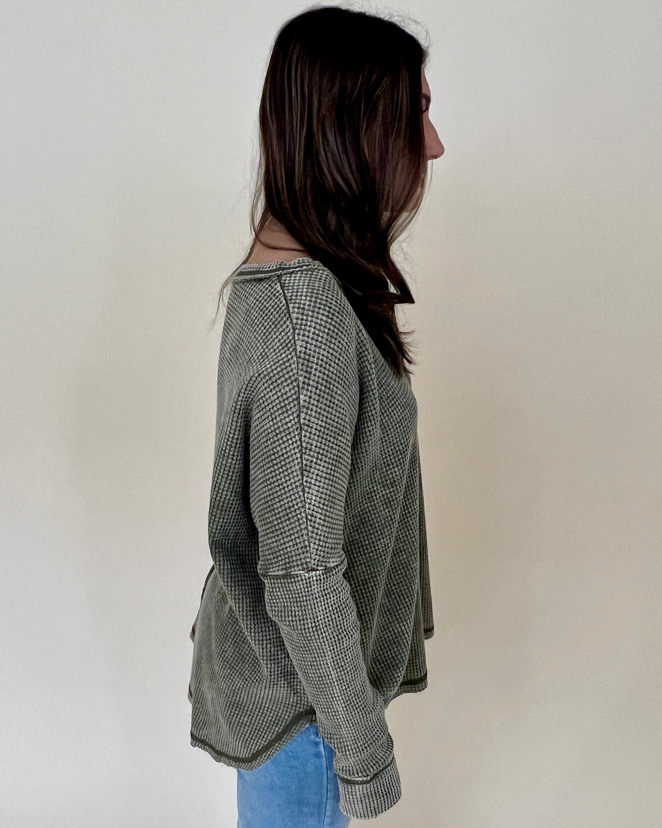 Washed Away Olive Washed Knit Top-Shop-Womens-Boutique-Clothing