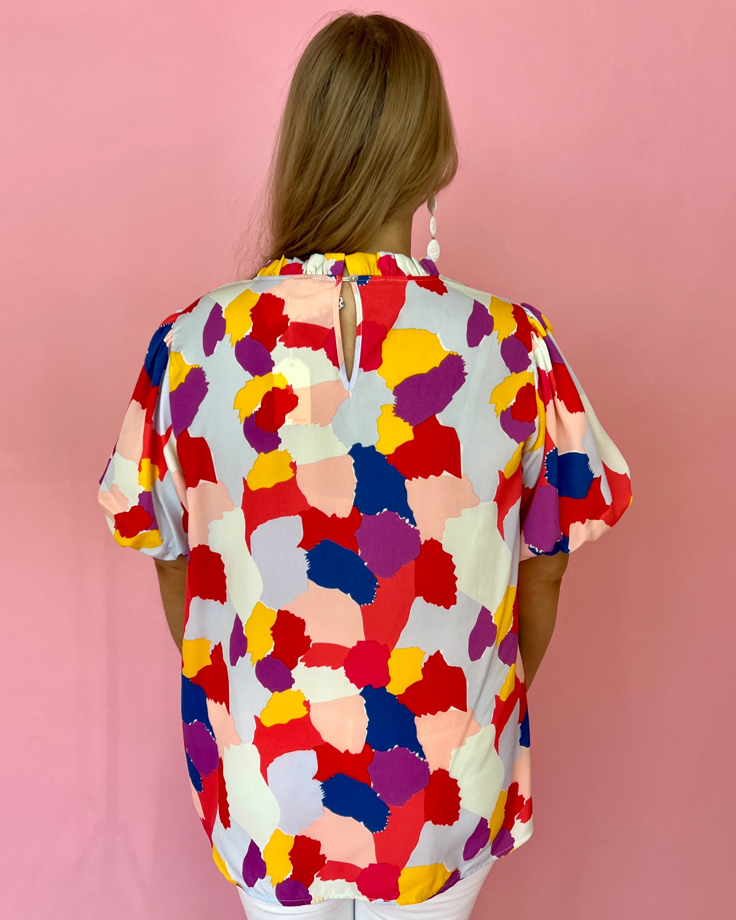 Close To You Multi Plus Printed High Neck Puff Sleeve Top-Shop-Womens-Boutique-Clothing