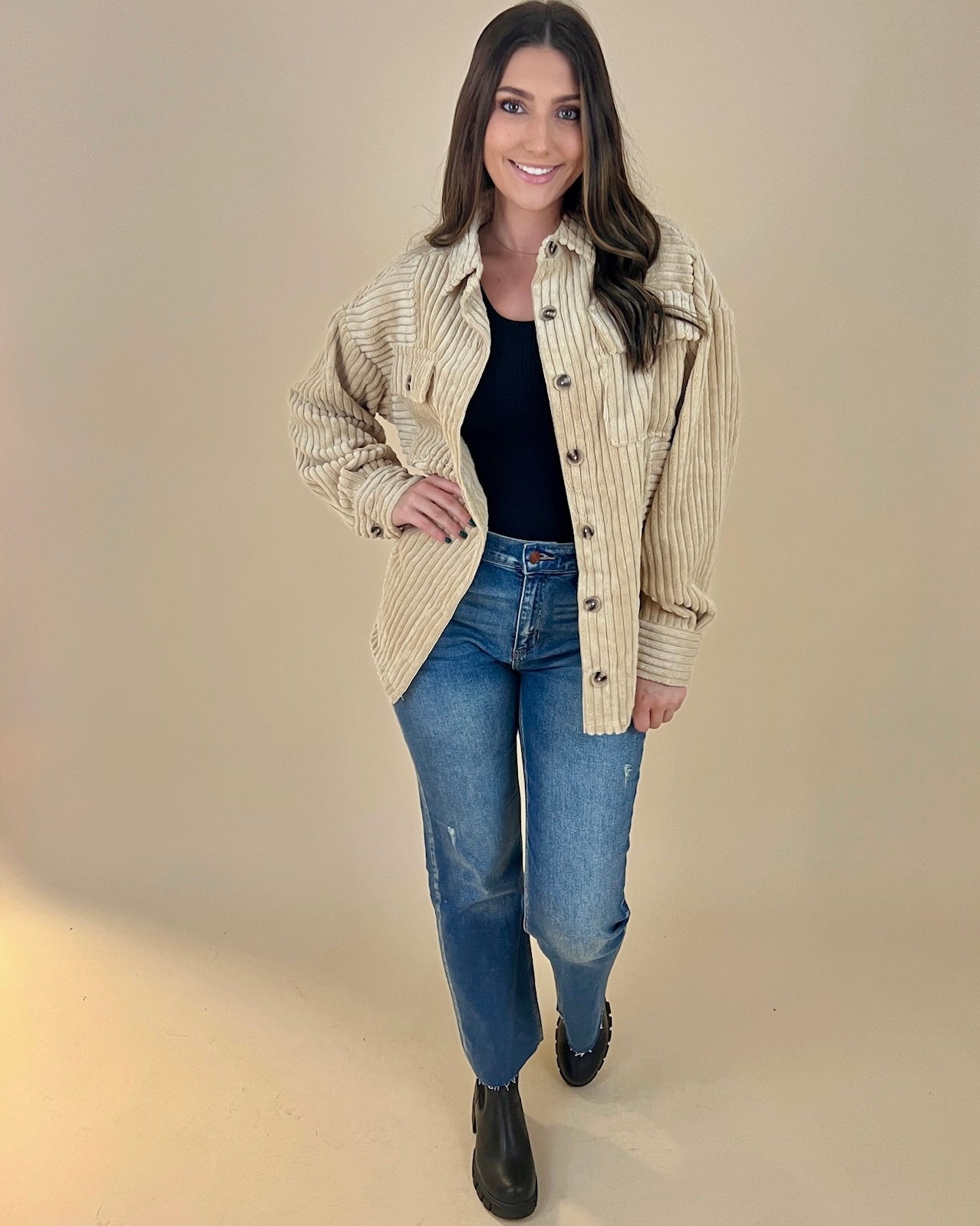 Perfect Season Cream Fuzzy Ribbed Jacket-Shop-Womens-Boutique-Clothing