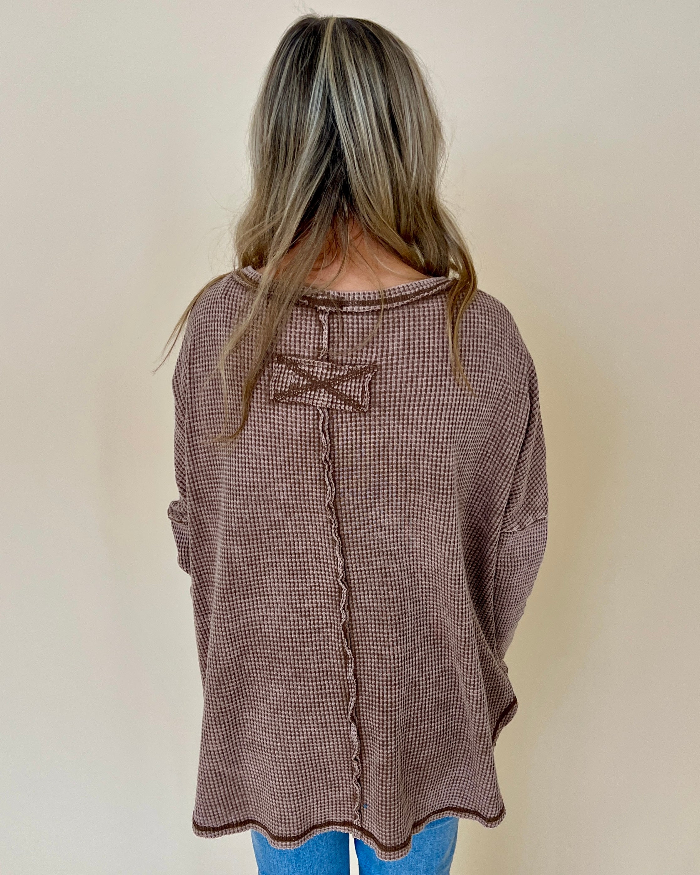 Washed Away Dk Camel Washed Knit Top-Shop-Womens-Boutique-Clothing