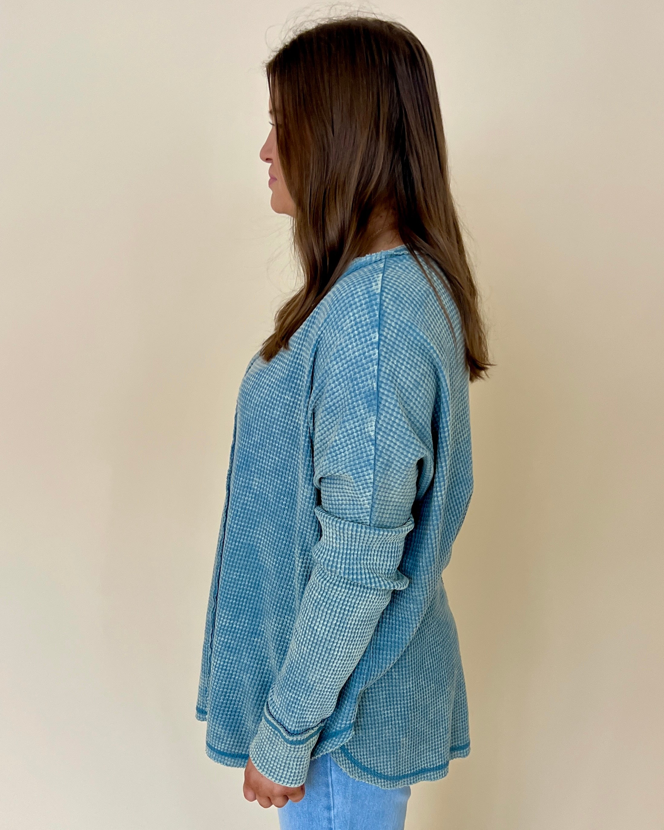 Washed Away Blue Grey Washed Knit Top-Shop-Womens-Boutique-Clothing