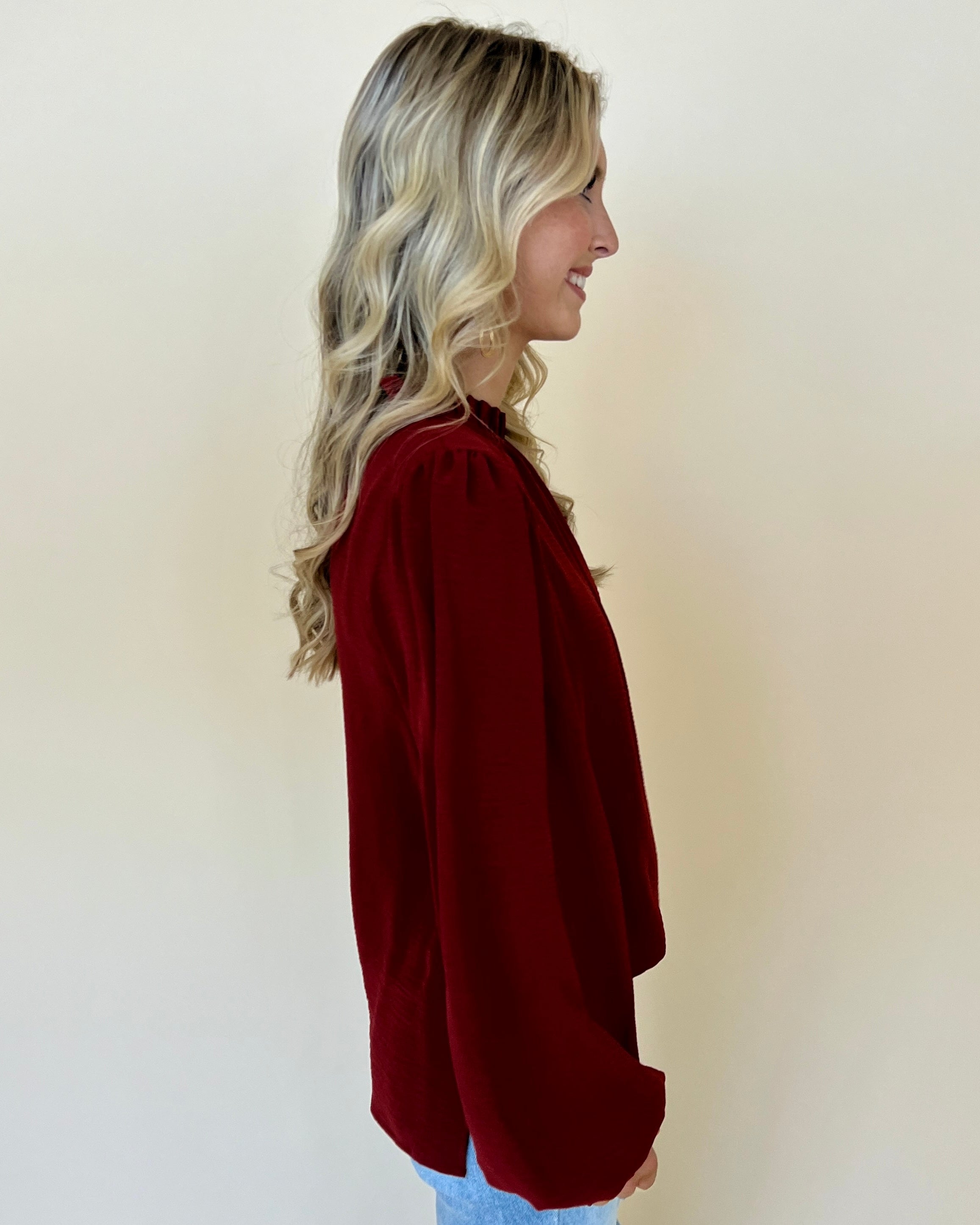 Just Right Dk Rust Ruffle Top-Shop-Womens-Boutique-Clothing