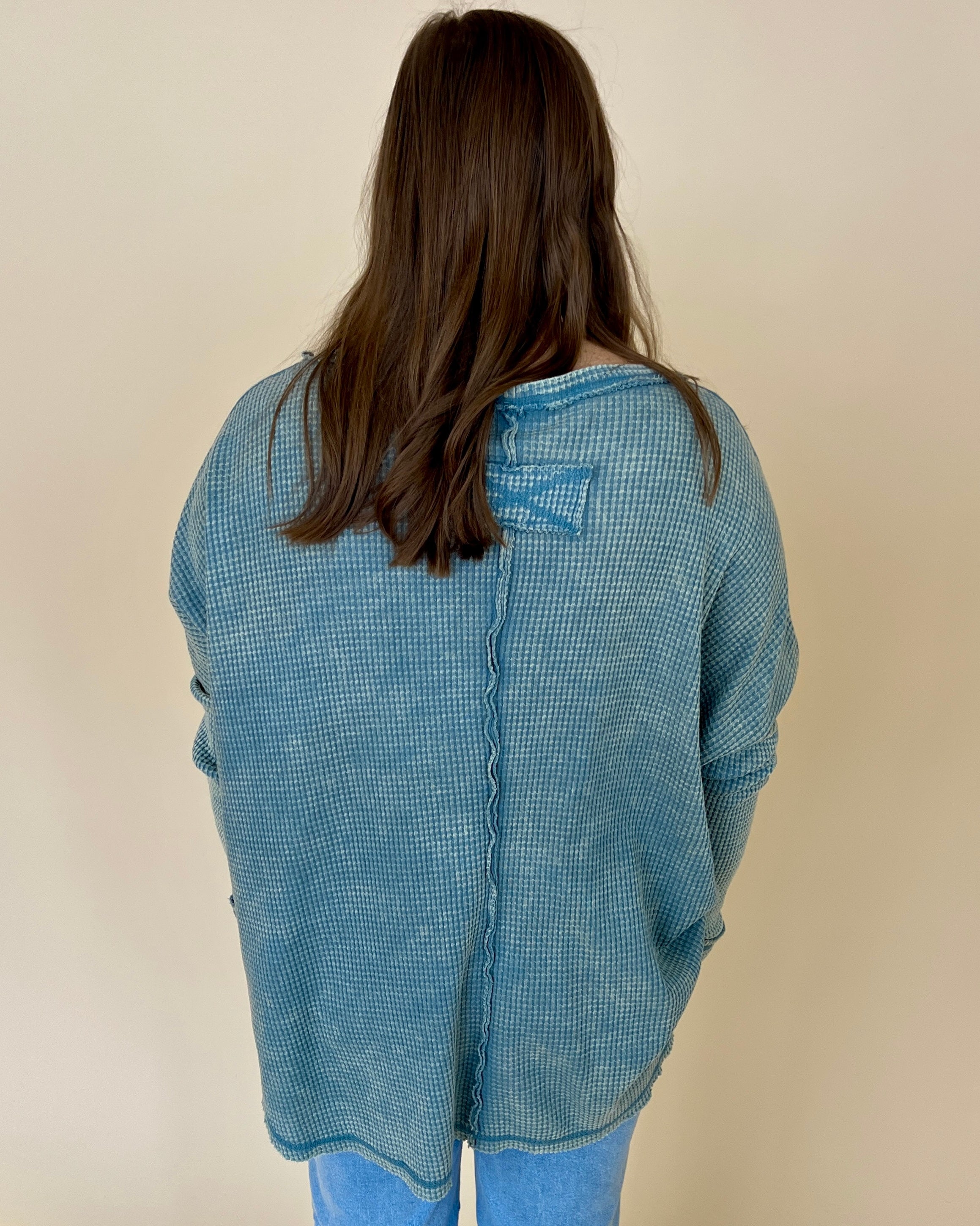 Washed Away Blue Grey Washed Knit Top-Shop-Womens-Boutique-Clothing