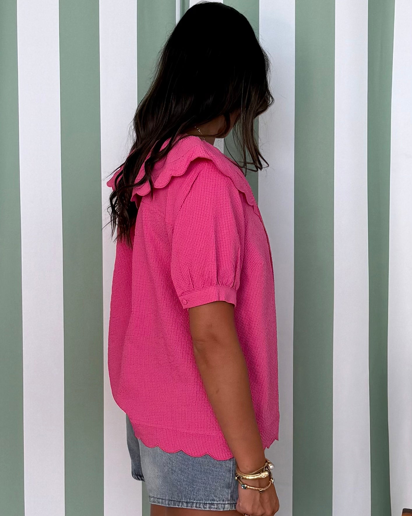 Evening Charm Hot Pink Textured Scallop Top-Shop-Womens-Boutique-Clothing