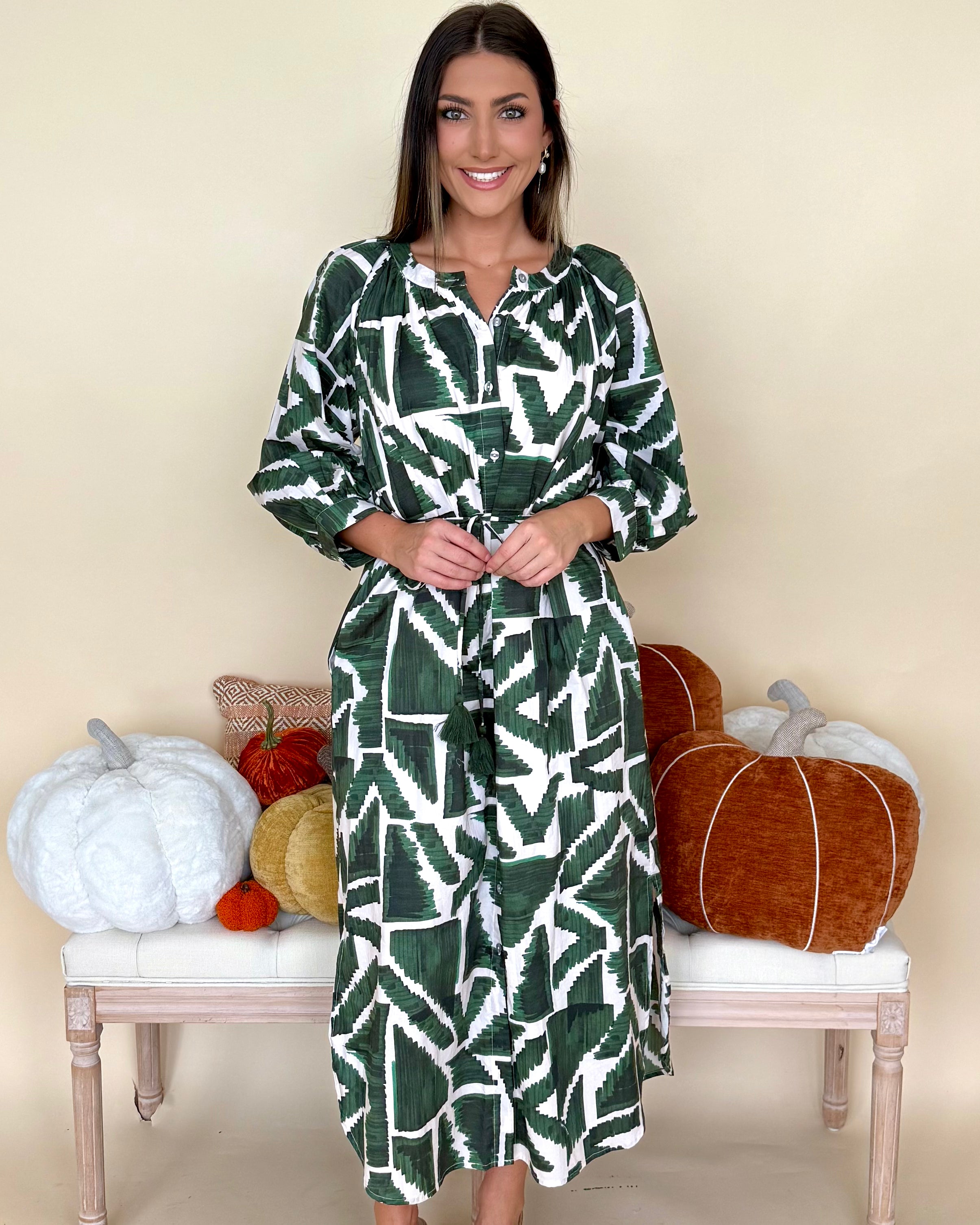 My Keepsake Olive Geometric Midi Dress-Shop-Womens-Boutique-Clothing
