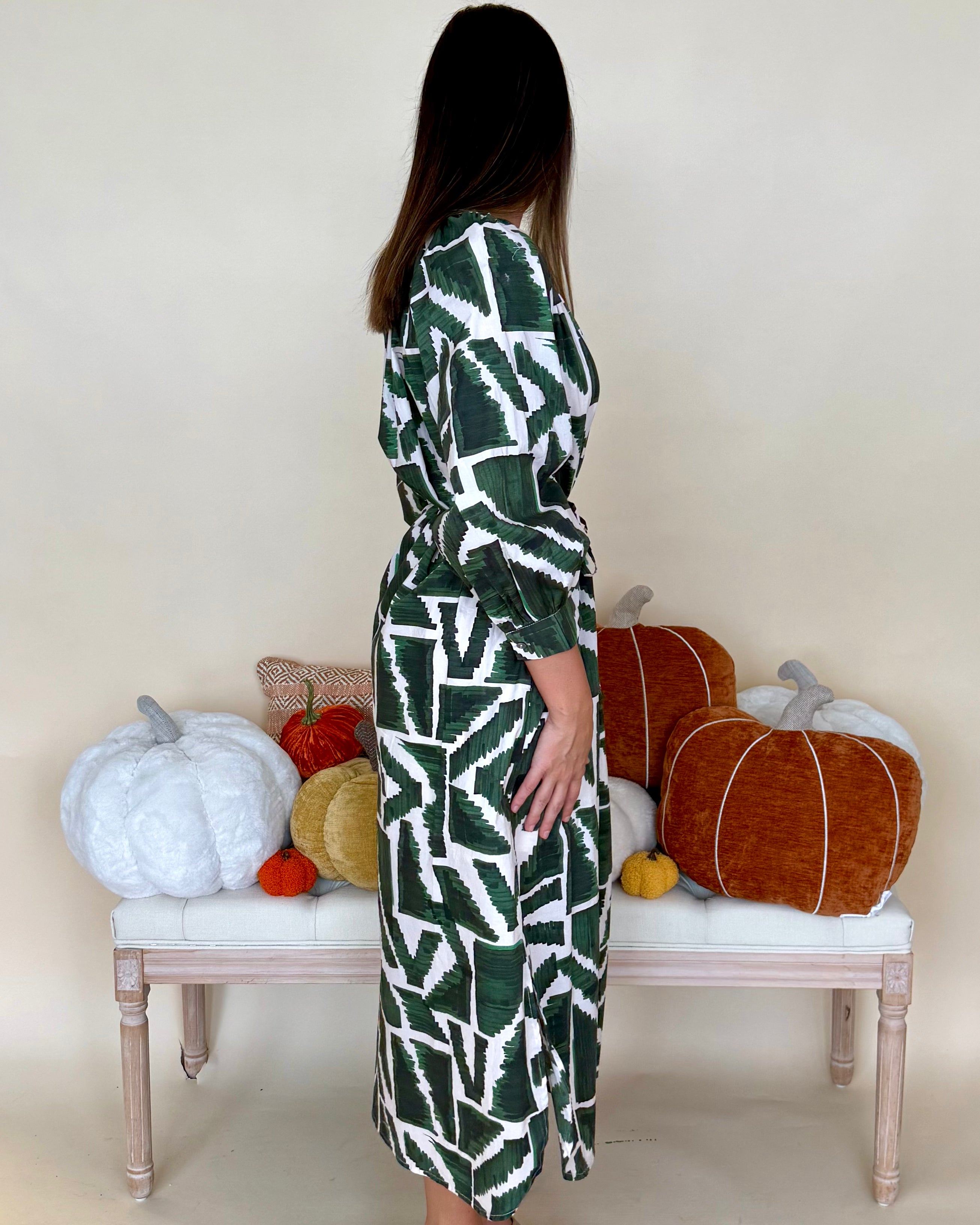 My Keepsake Olive Geometric Midi Dress-Shop-Womens-Boutique-Clothing