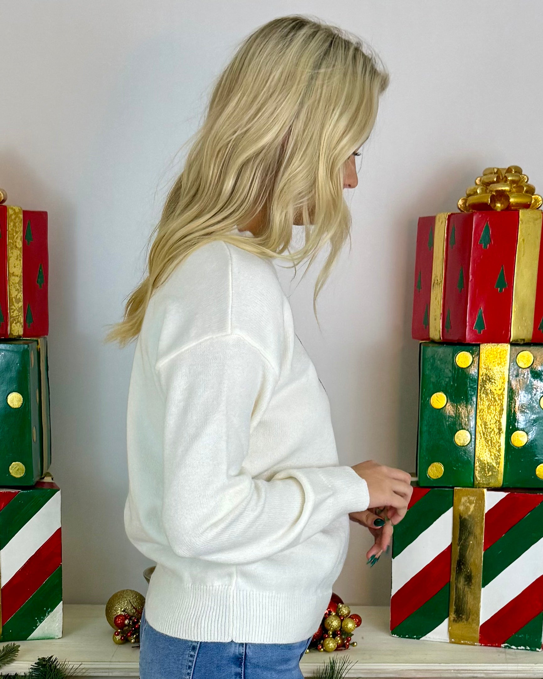 Know You Best Ivory/Red Sequin Ribbon Sweater-Shop-Womens-Boutique-Clothing