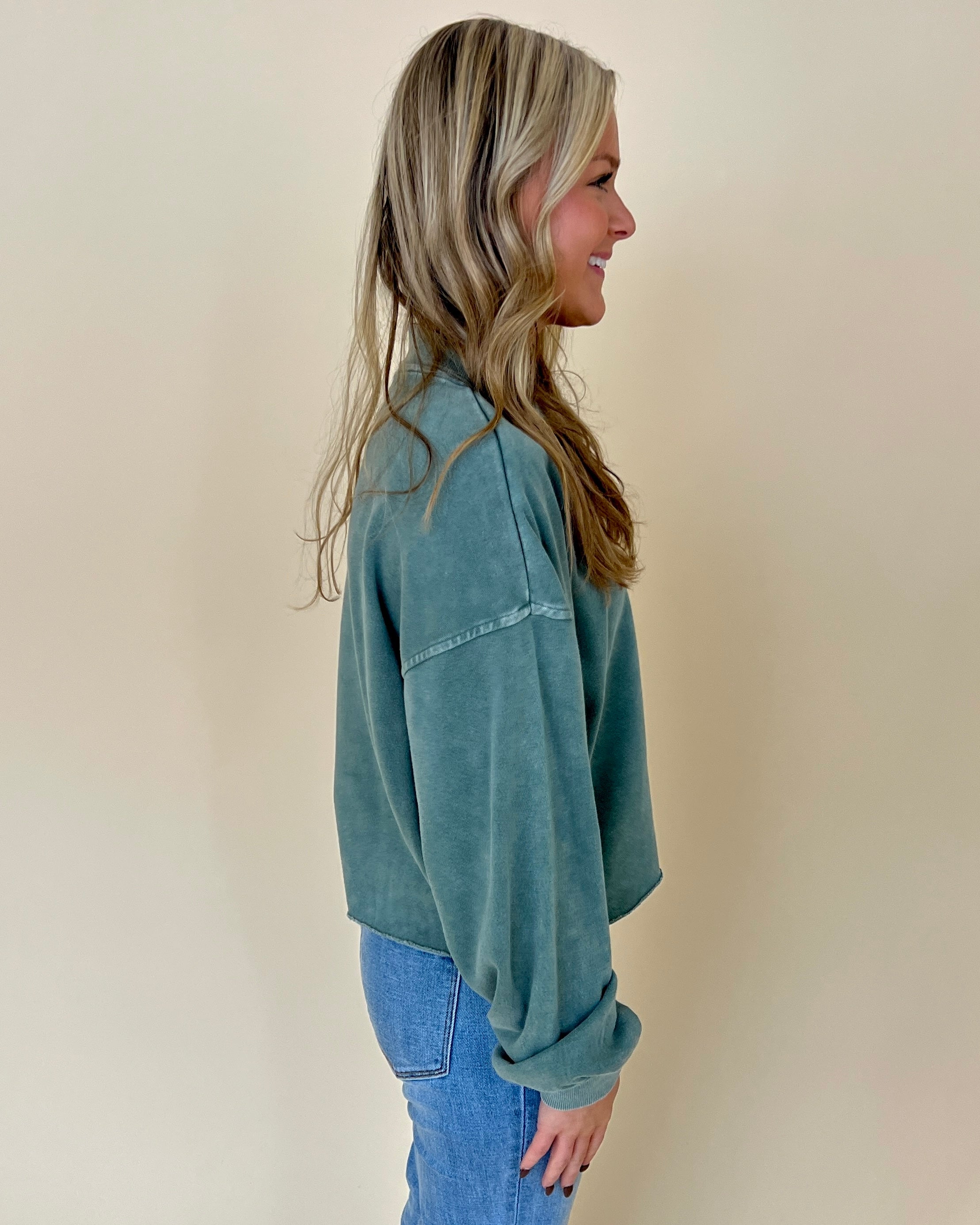 Just A Dream Gray Green Cropped Dolman Top-Shop-Womens-Boutique-Clothing