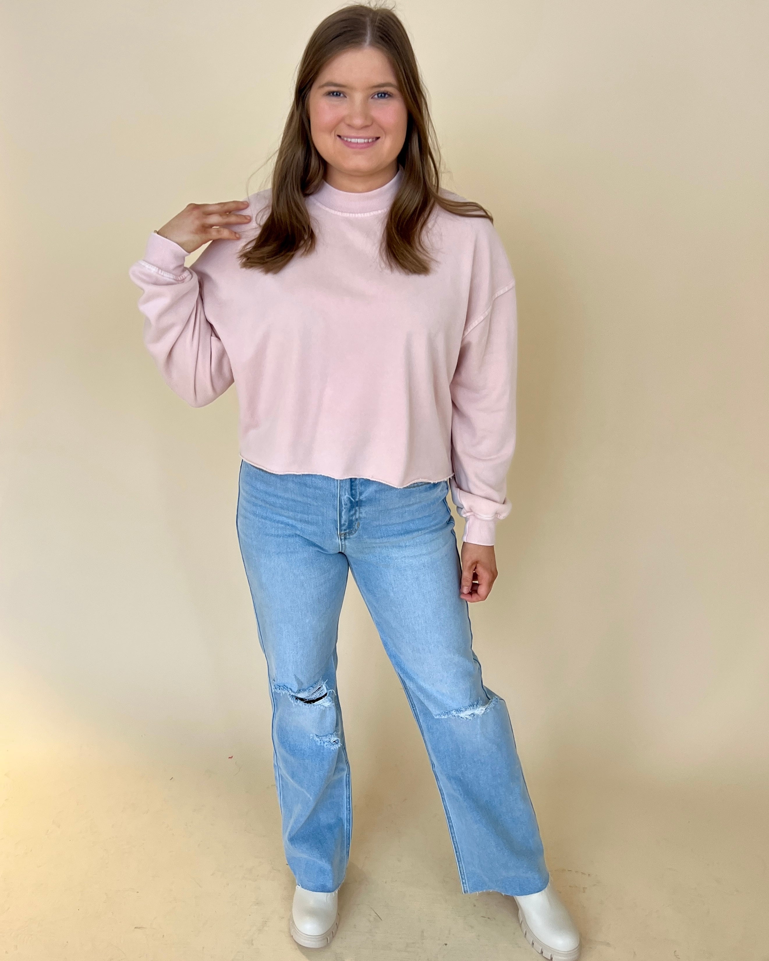 Just A Dream Dusty Pink Cropped Dolman Top-Shop-Womens-Boutique-Clothing