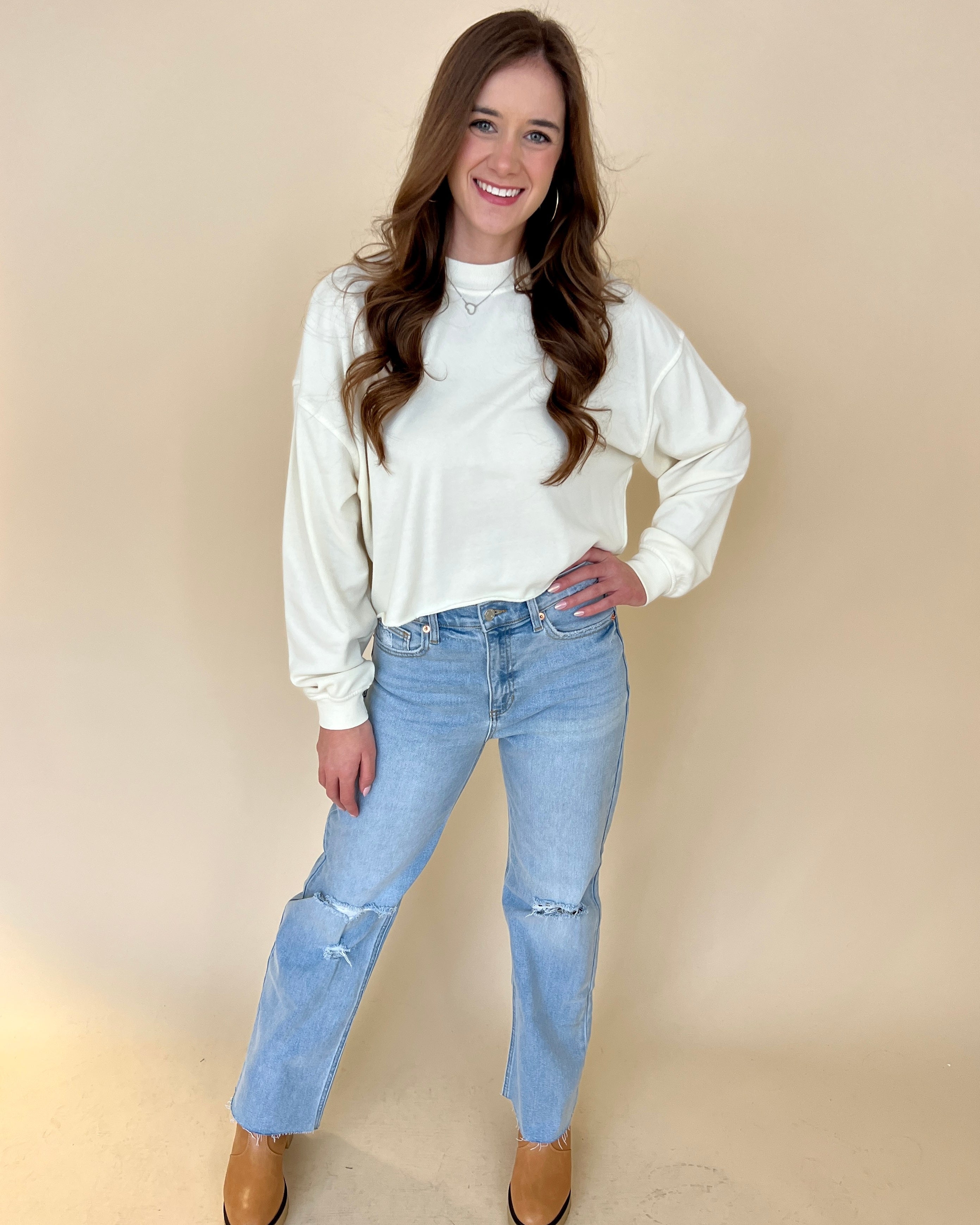 Just A Dream Cream Cropped Dolman Top-Shop-Womens-Boutique-Clothing