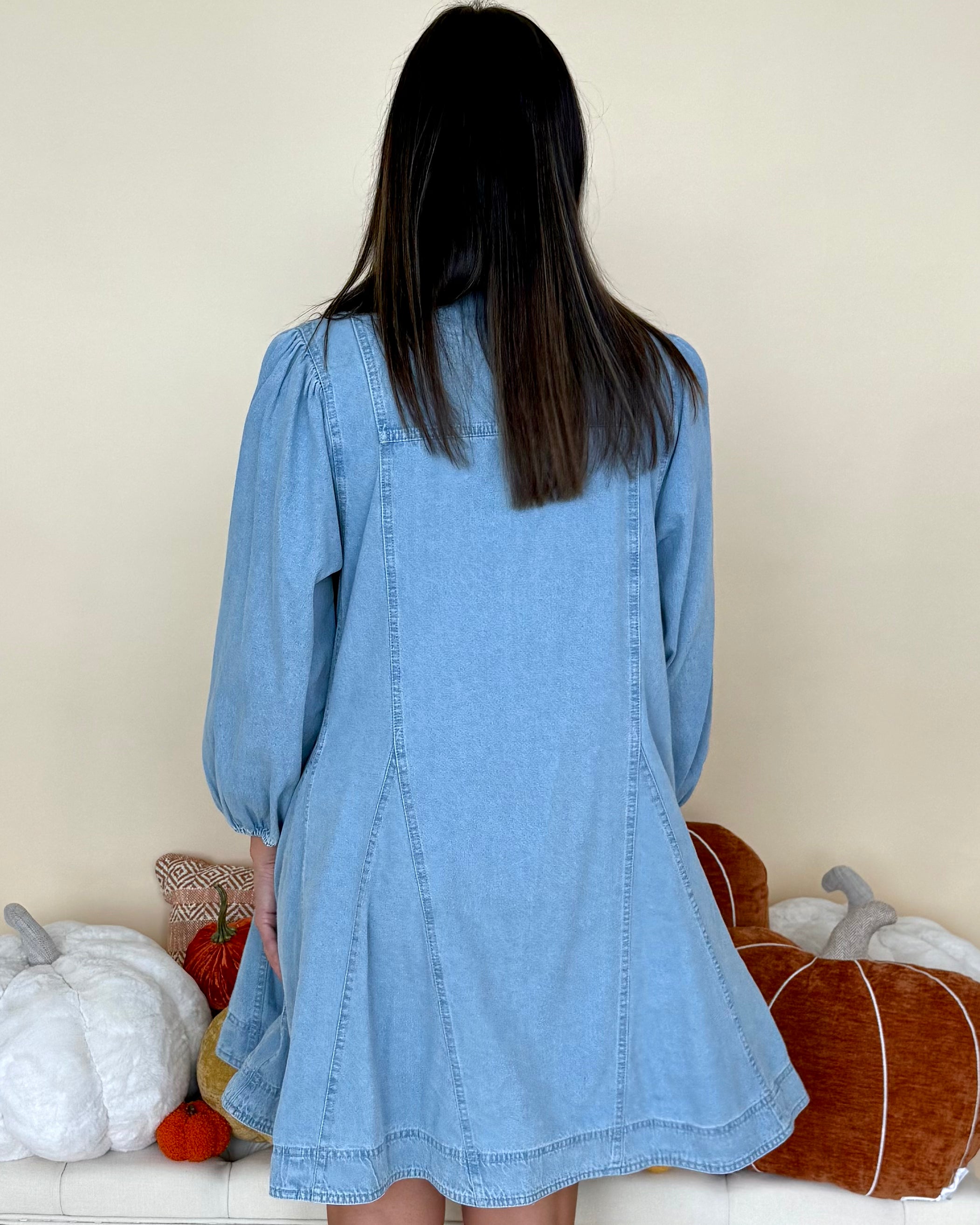 So True Lt Denim Collared Button Dress-Shop-Womens-Boutique-Clothing