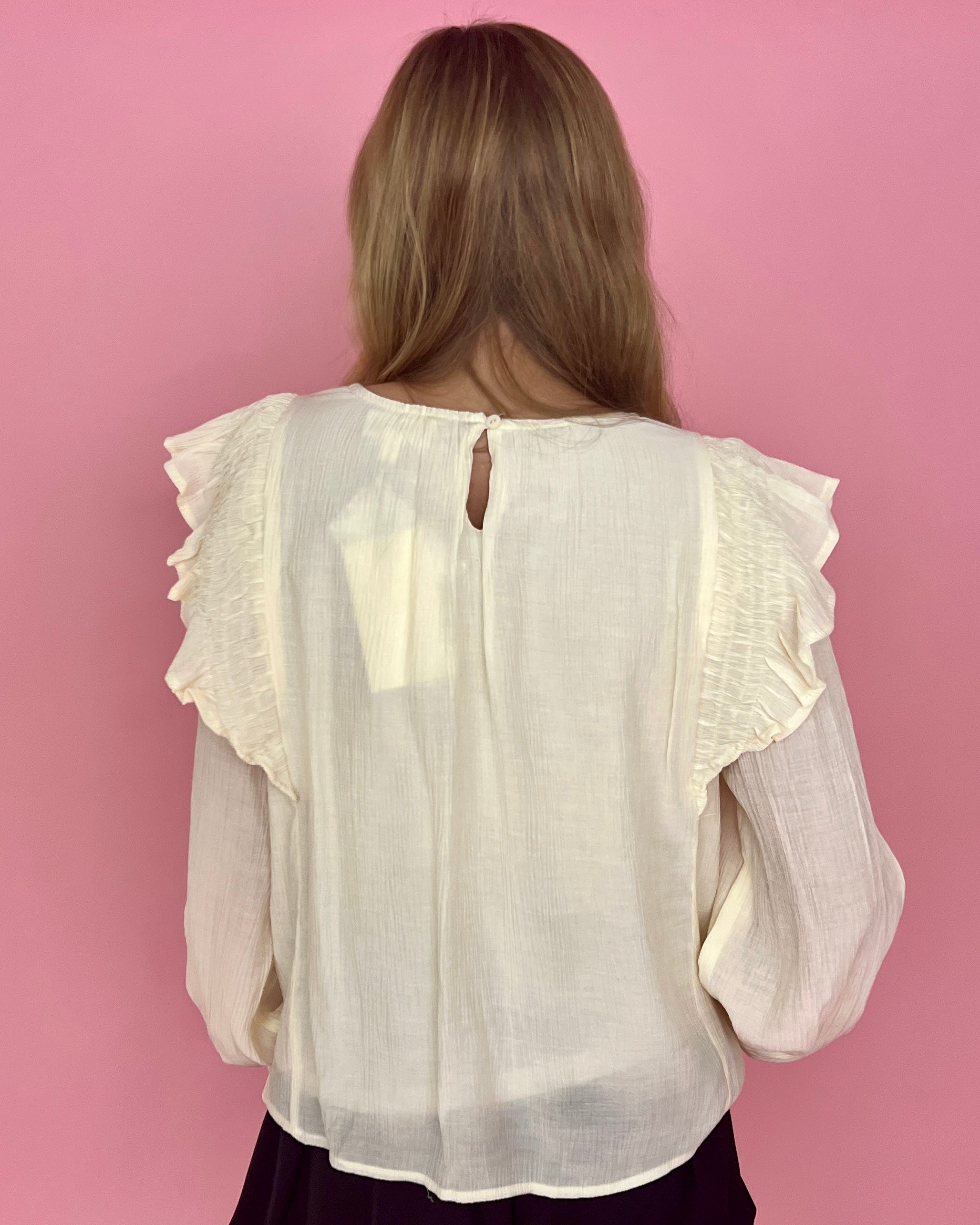 Just This Once Egg Shell Smocked Top-Shop-Womens-Boutique-Clothing