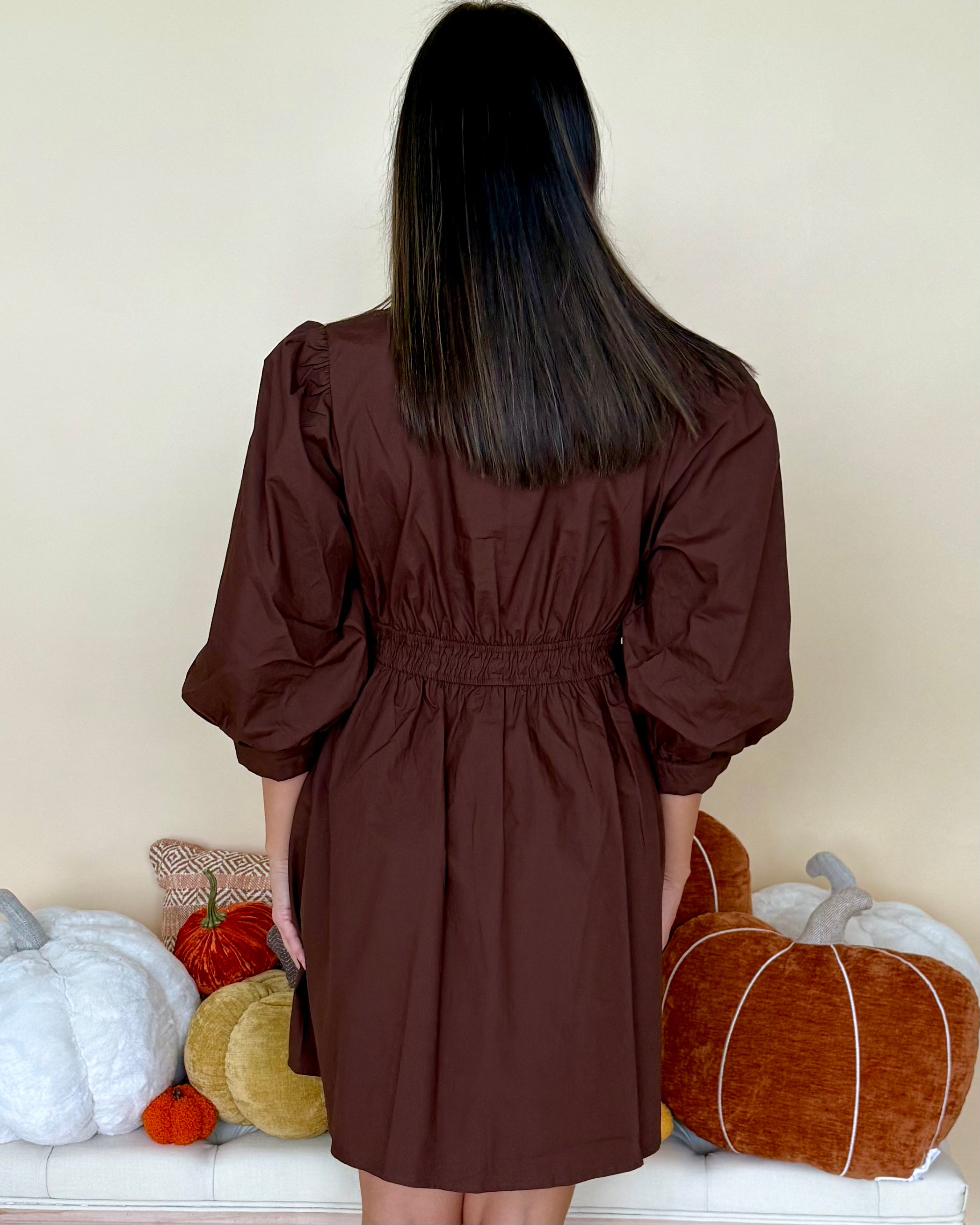 Not Too Late Brown Trim Accent Dress-Shop-Womens-Boutique-Clothing