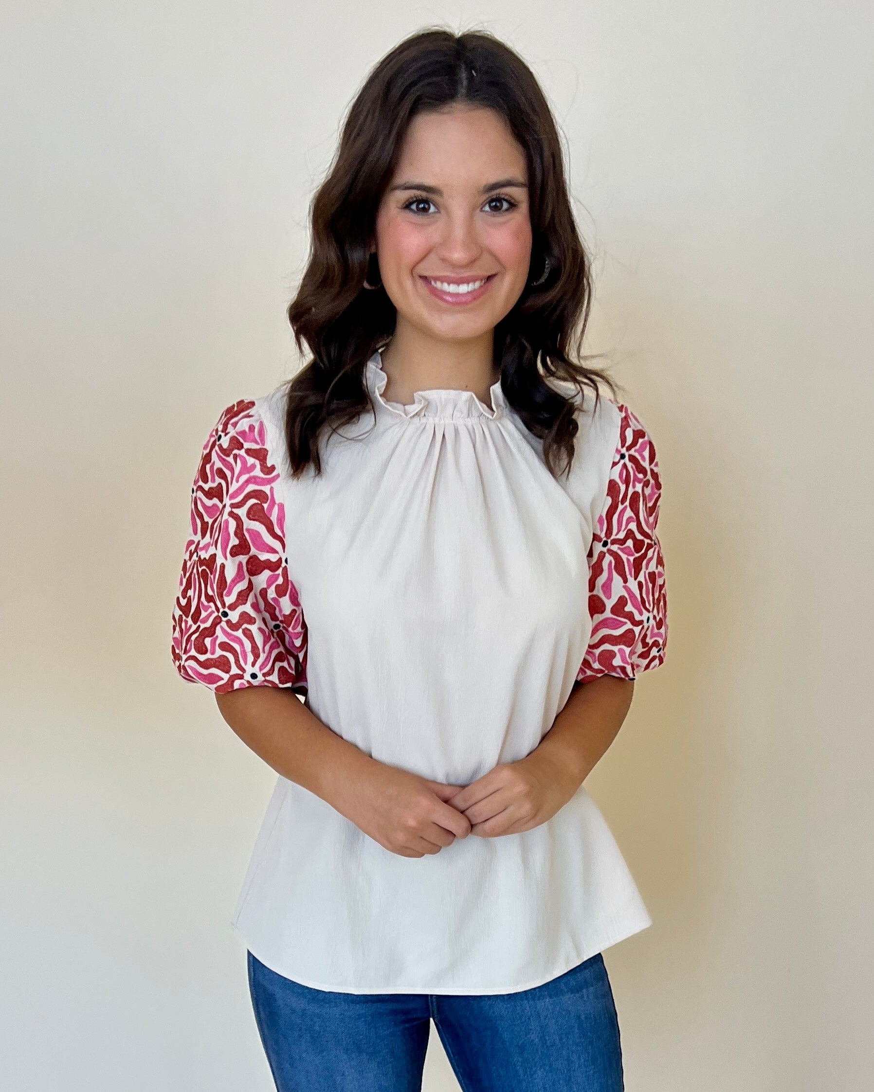 Ever So Posh Natural Embroidered Top-Shop-Womens-Boutique-Clothing