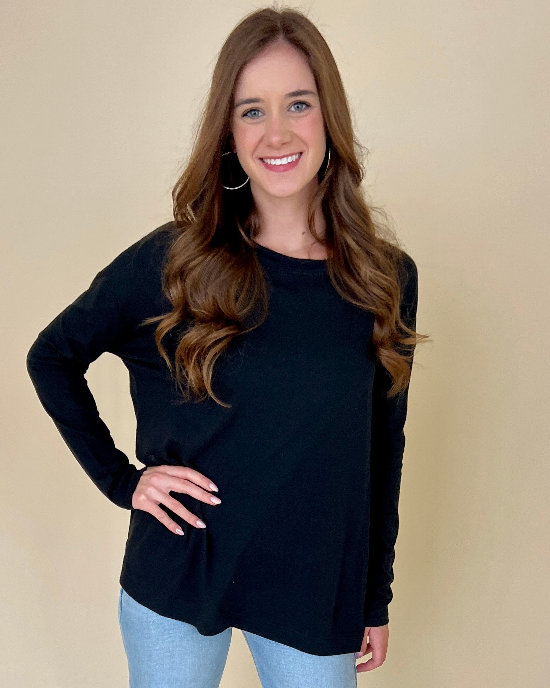 Casually Cute Black Basic Top-Shop-Womens-Boutique-Clothing