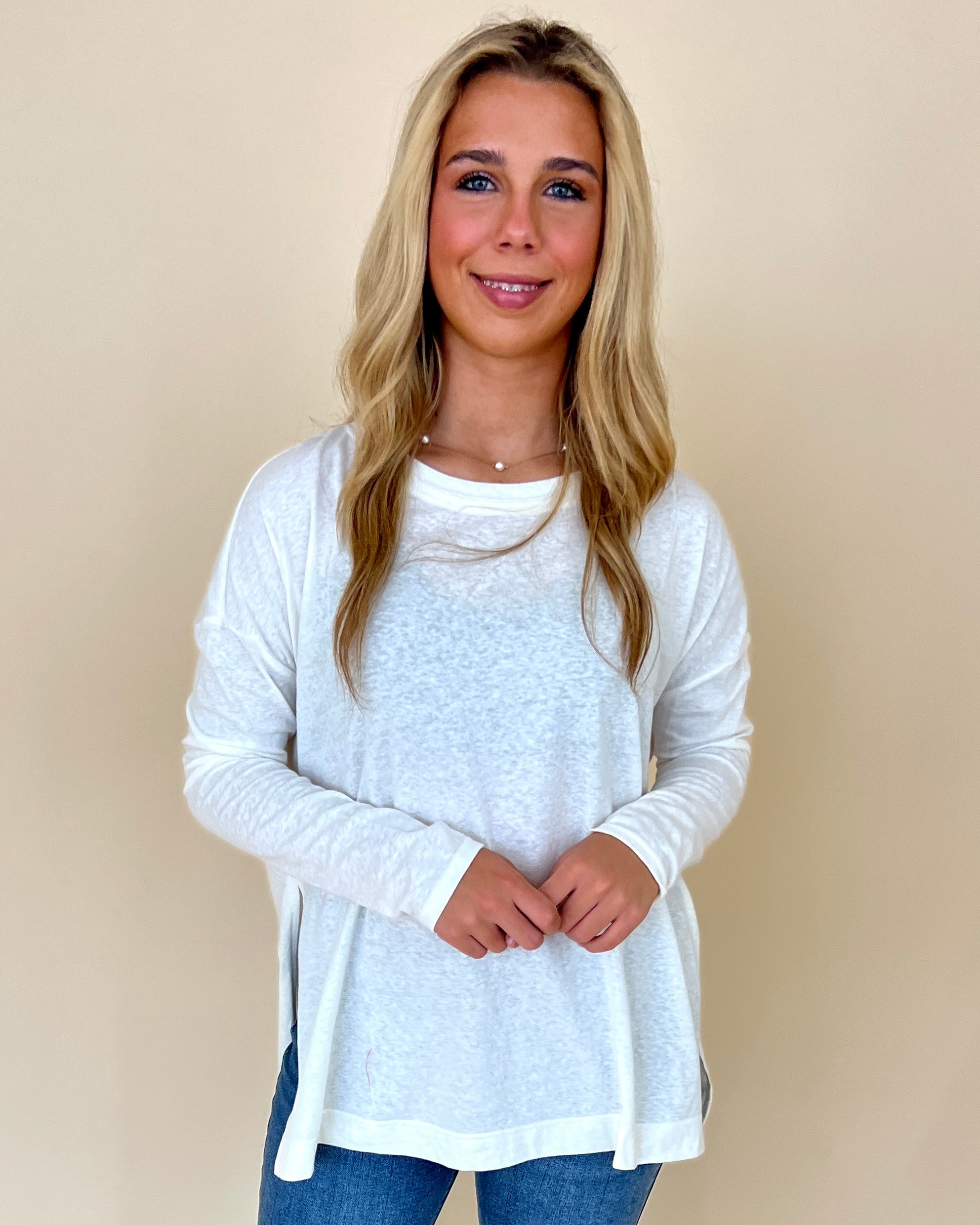 Casually Cute Cream Basic Top-Shop-Womens-Boutique-Clothing