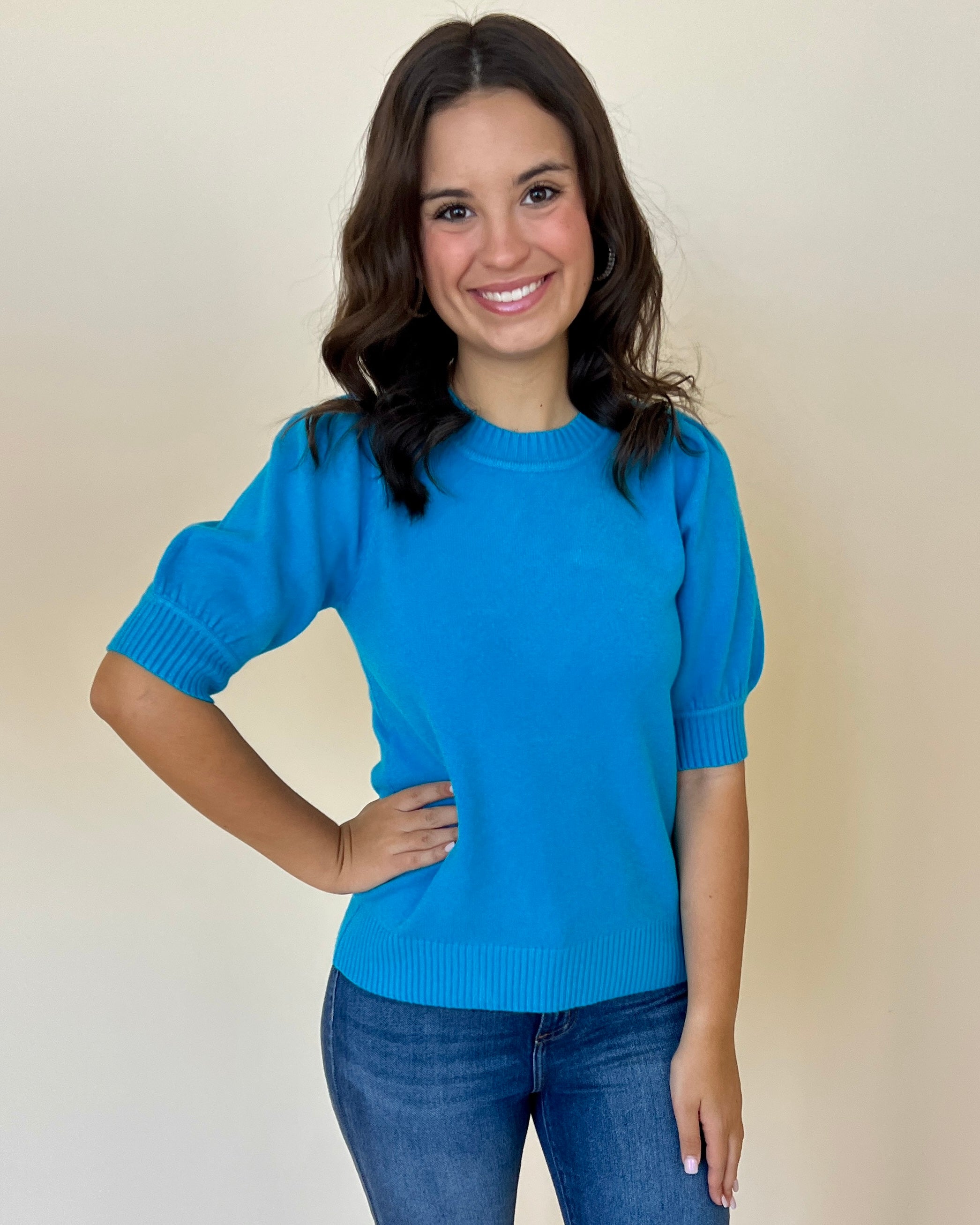 Be Prepared Teal Blue Sweater-Shop-Womens-Boutique-Clothing
