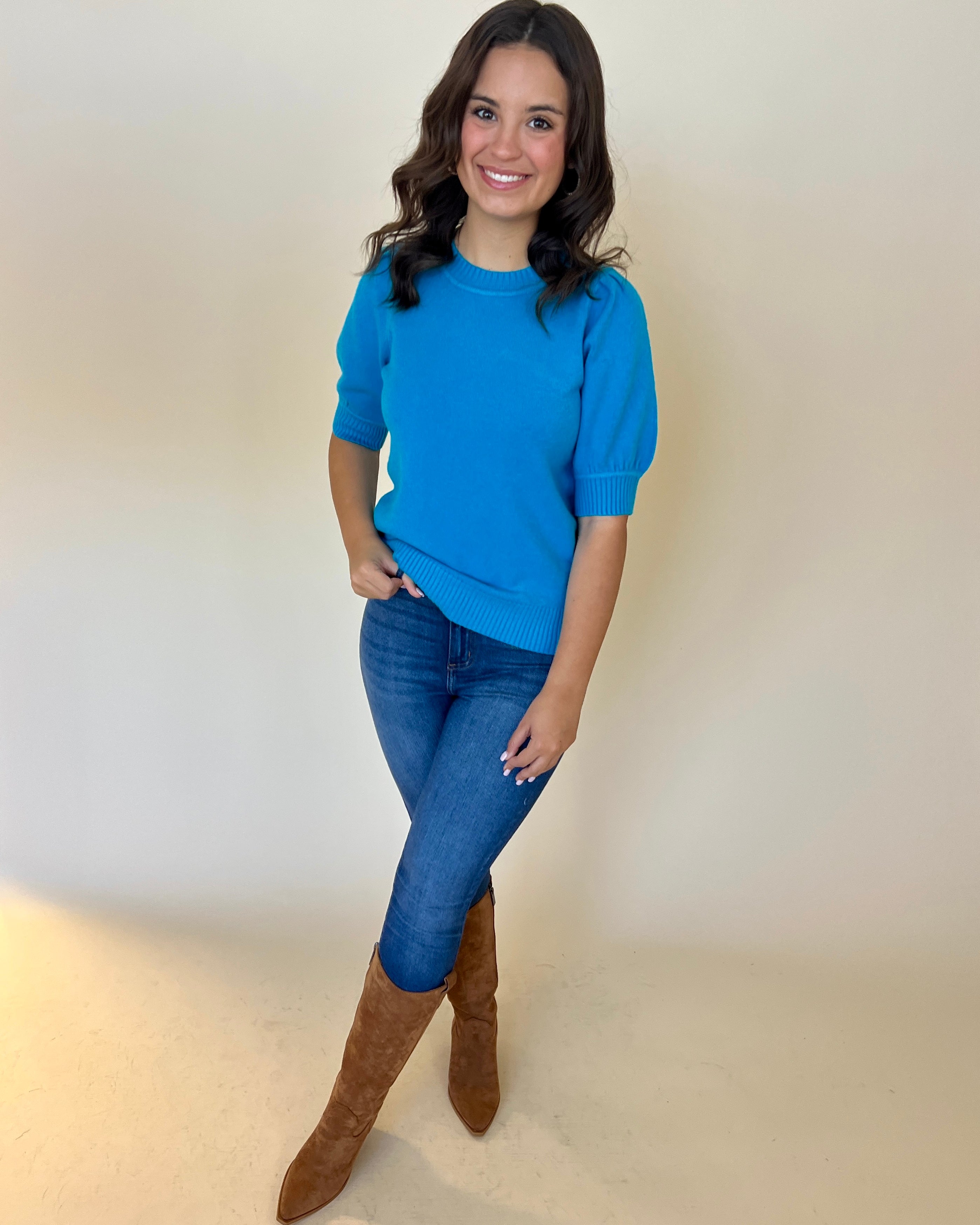 Be Prepared Teal Blue Sweater-Shop-Womens-Boutique-Clothing