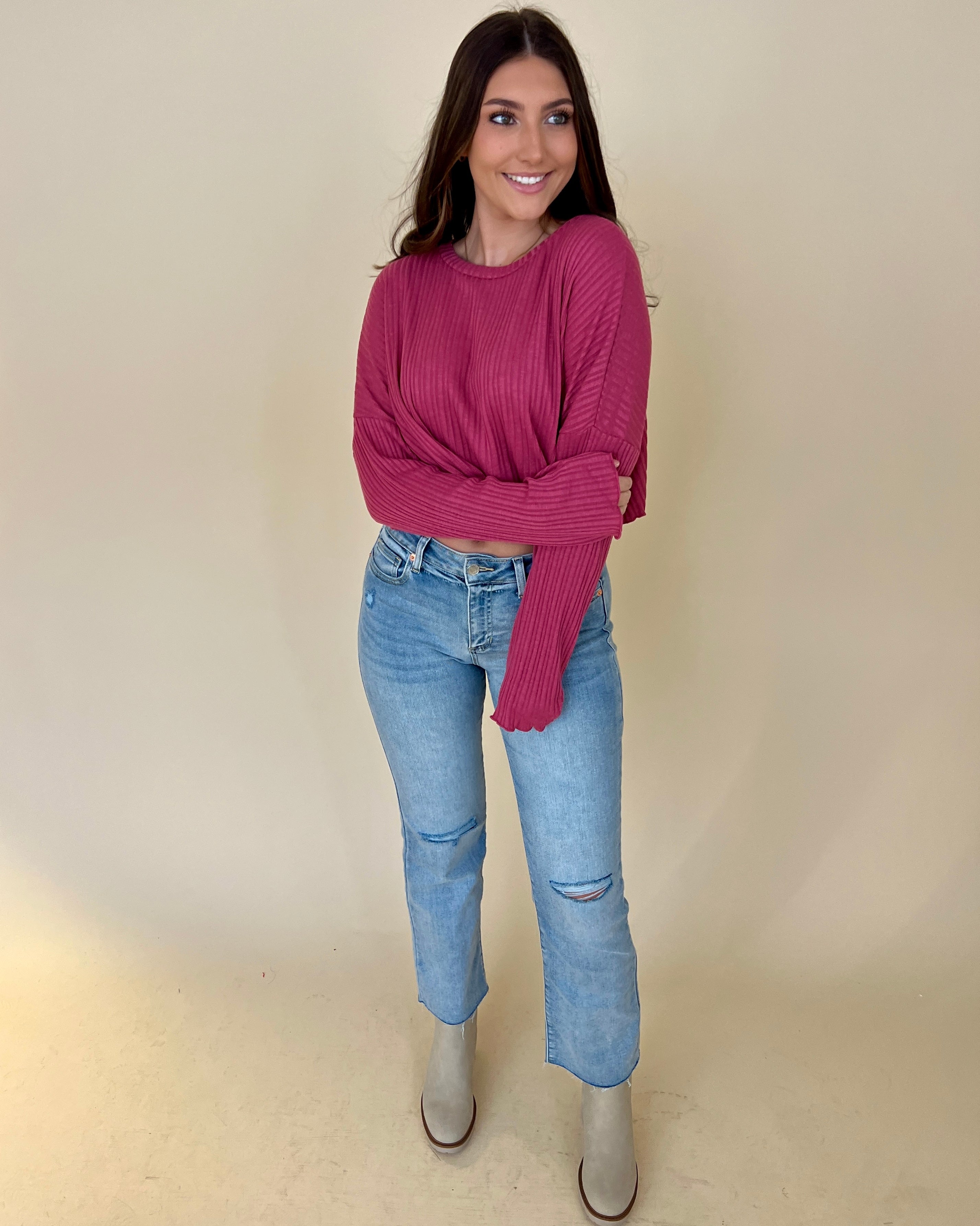 Walk The Walk D Mauve Rib Cropped Top-Shop-Womens-Boutique-Clothing