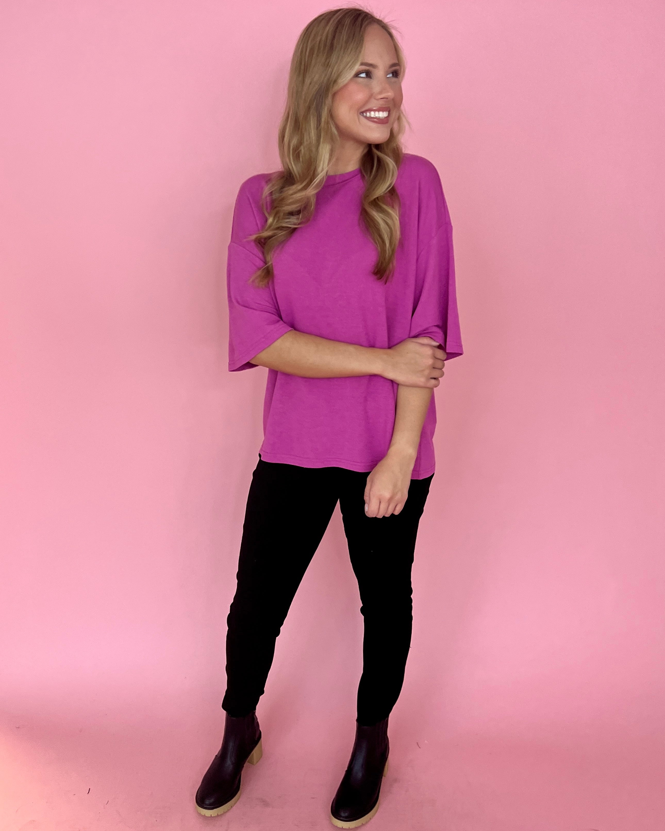One At A Time Magenta Knit Top-Shop-Womens-Boutique-Clothing