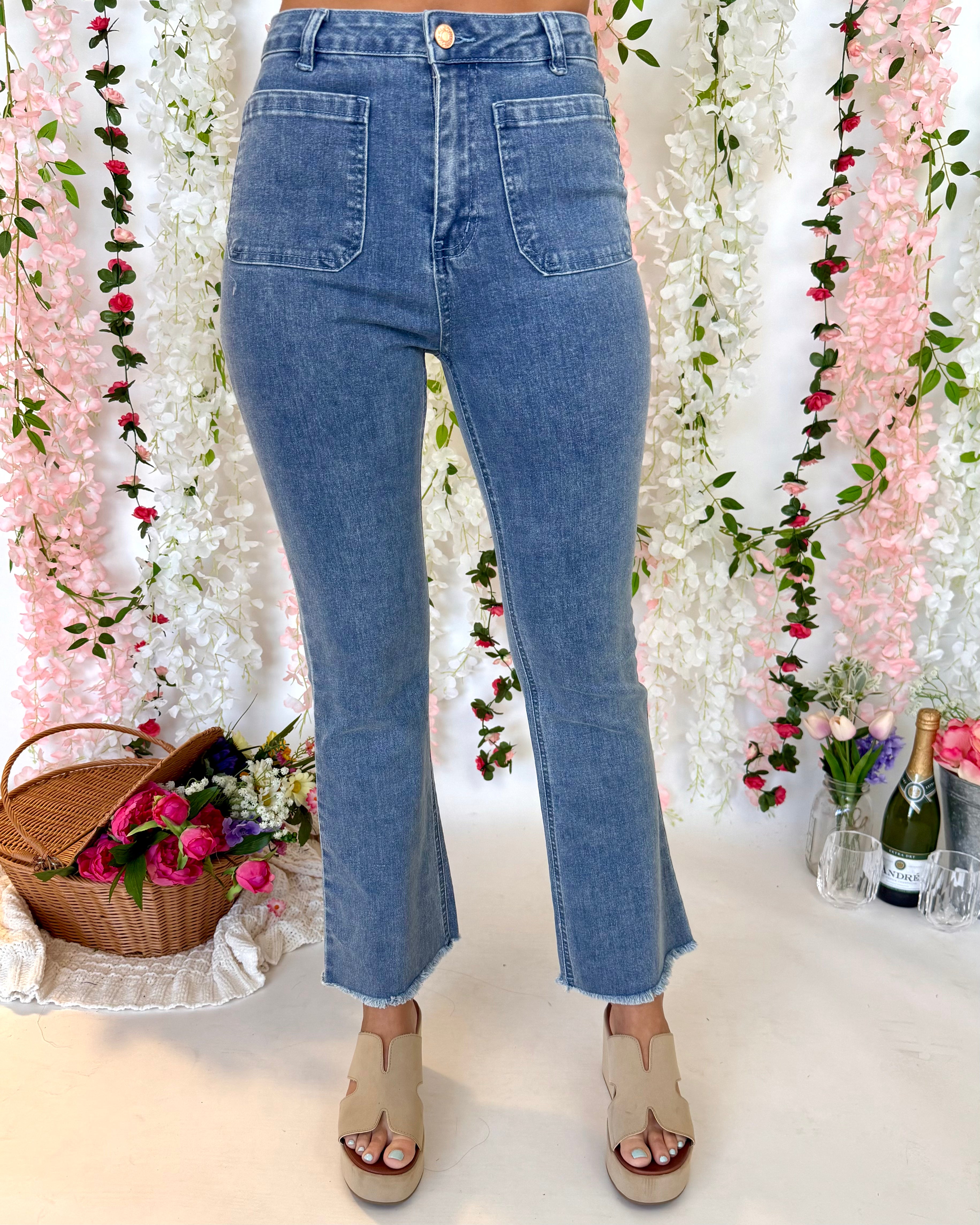 Wandering Way Denim Ankle Flared Jeans-Shop-Womens-Boutique-Clothing