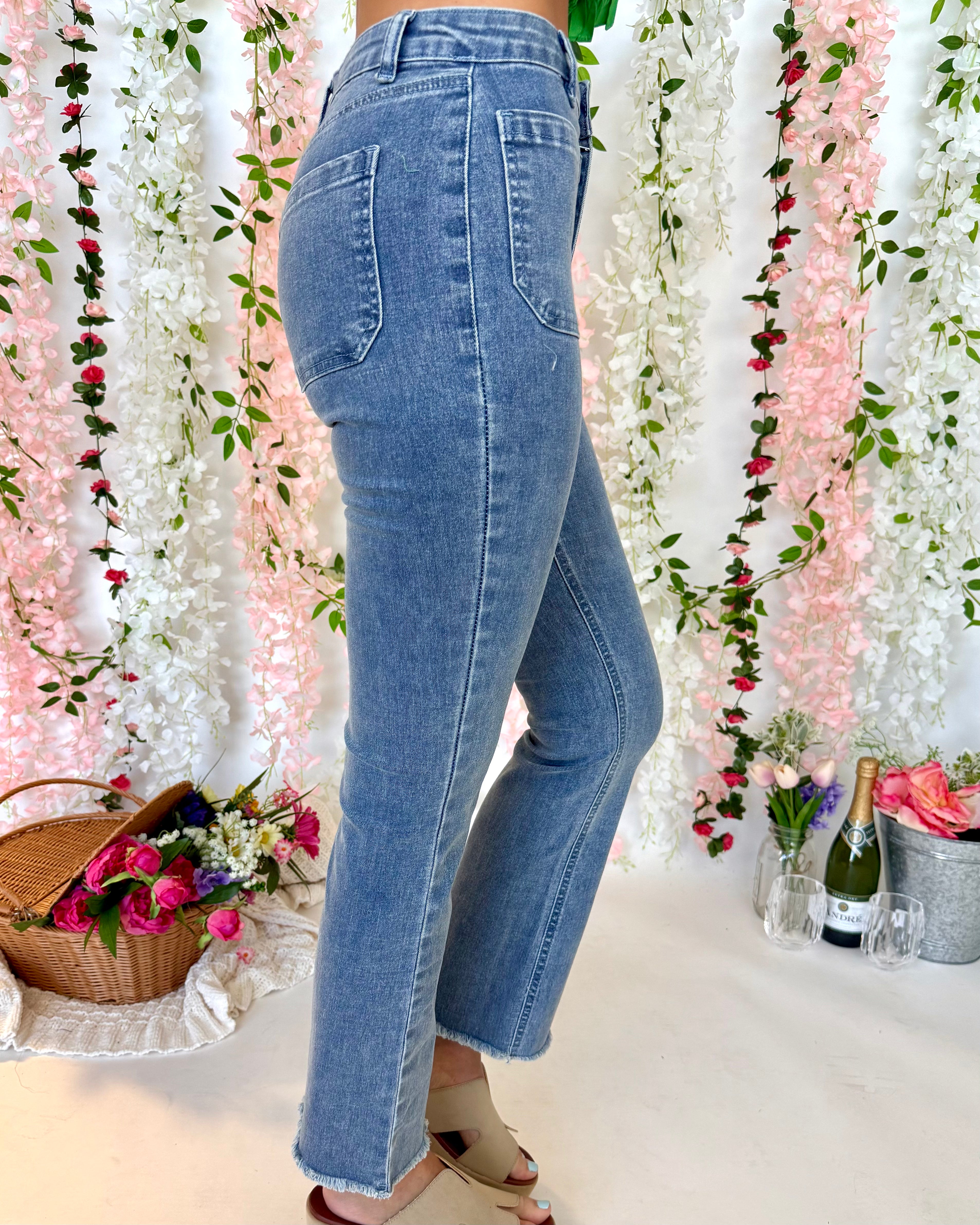 Wandering Way Denim Ankle Flared Jeans-Shop-Womens-Boutique-Clothing
