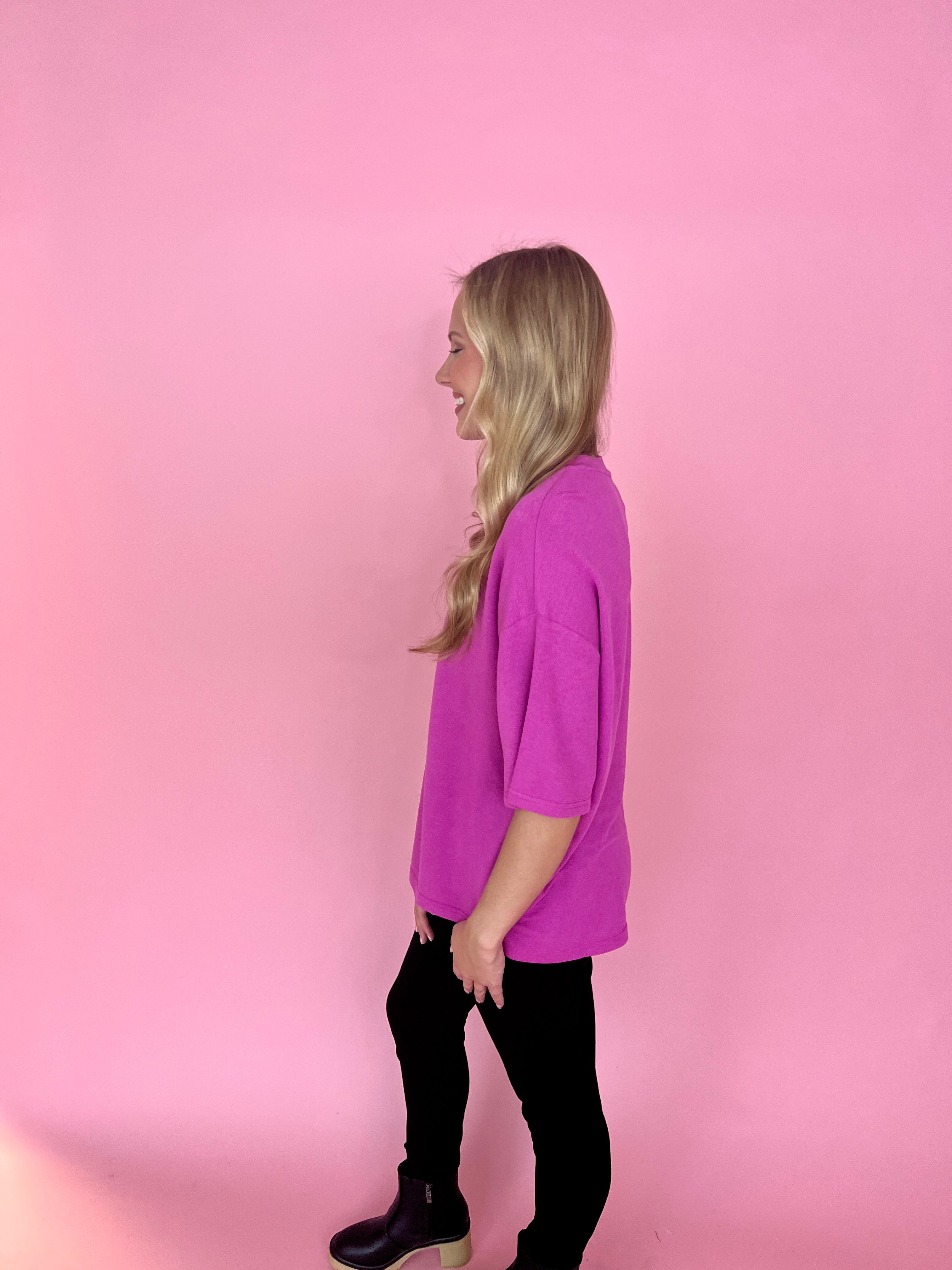 One At A Time Magenta Knit Top-Shop-Womens-Boutique-Clothing