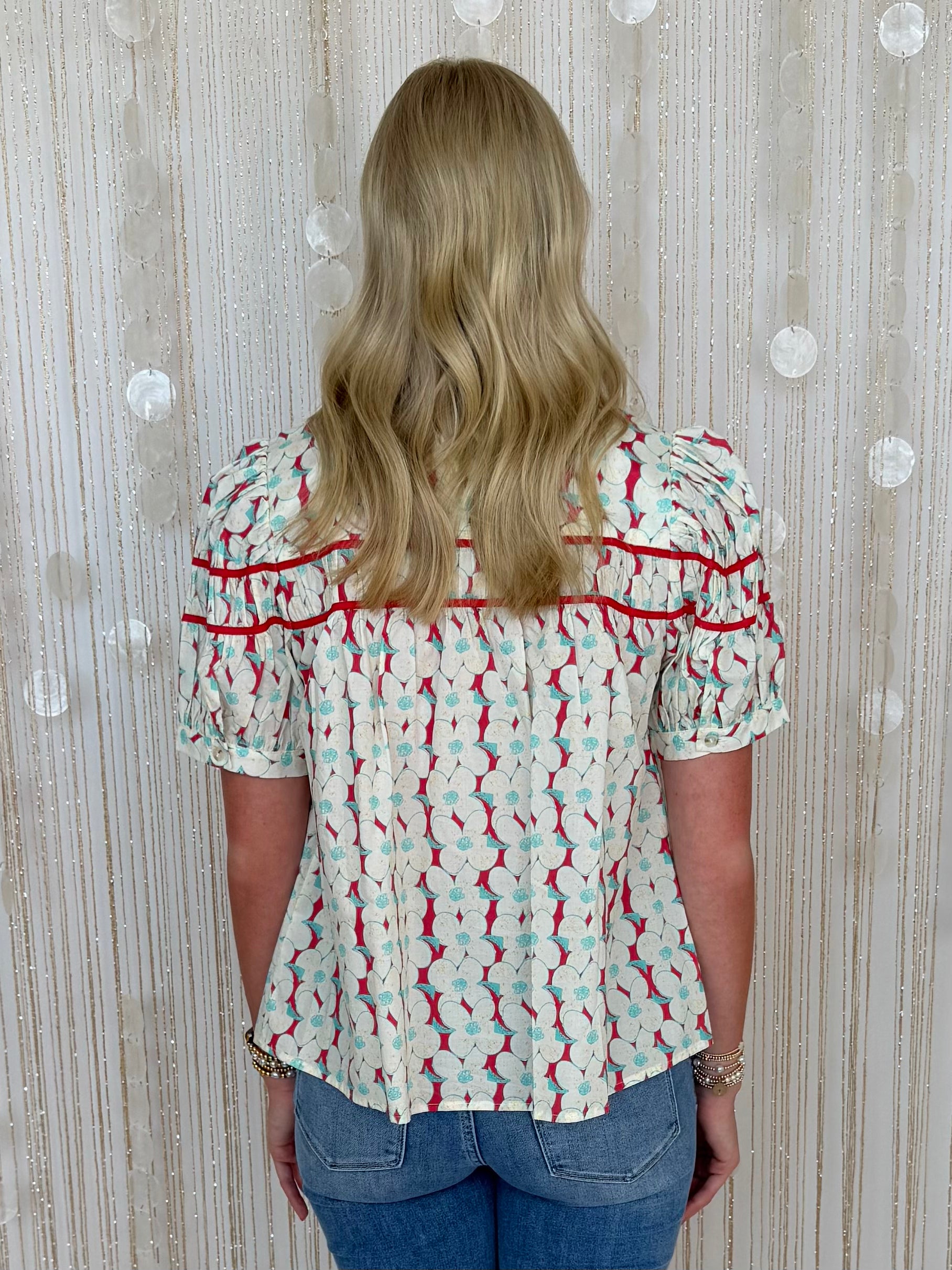 Citrus Grove Raspberry Floral Button Down Top-Shop-Womens-Boutique-Clothing