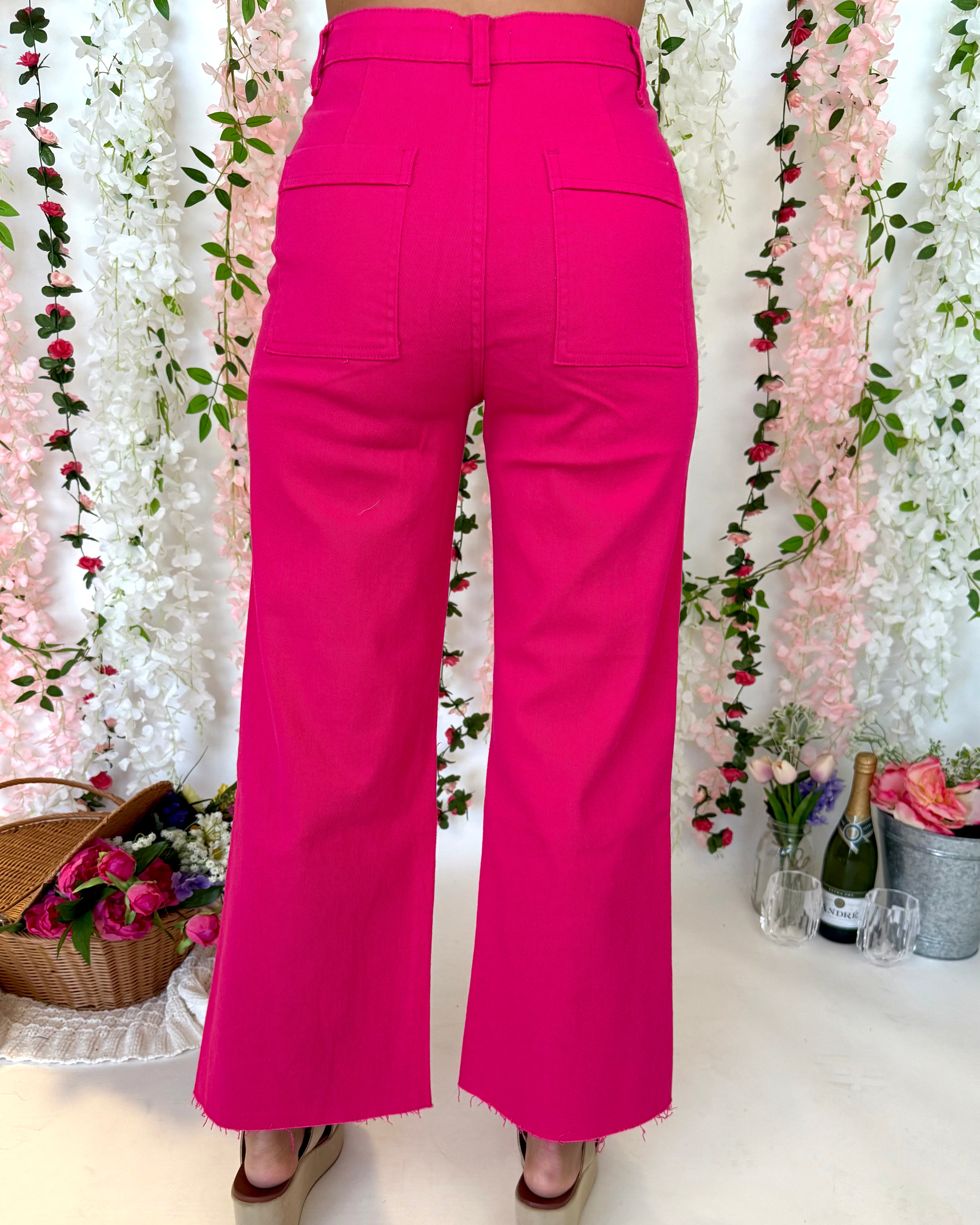 Working It Hot Pink Wide Leg Jean-Shop-Womens-Boutique-Clothing