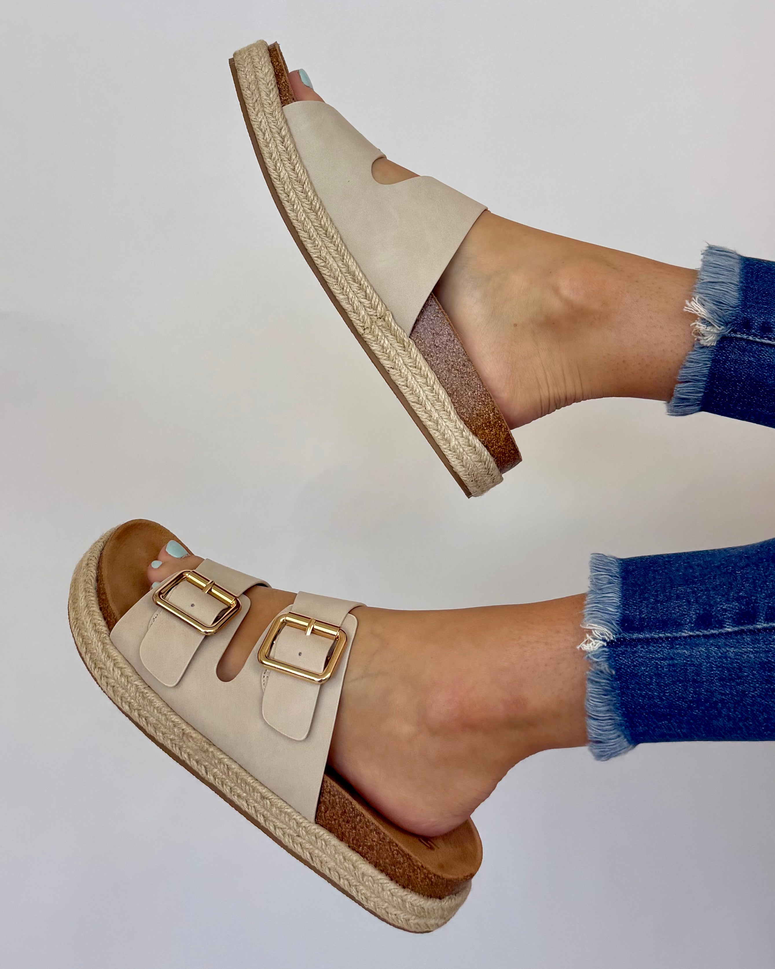 Helen Bone Double Buckle Strap Sandal-Shop-Womens-Boutique-Clothing