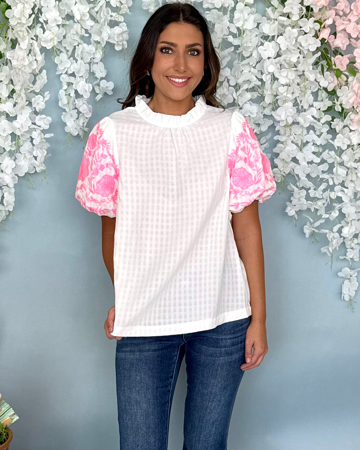 All Too Well Off White Embroidered Puff Sleeve Top-Shop-Womens-Boutique-Clothing