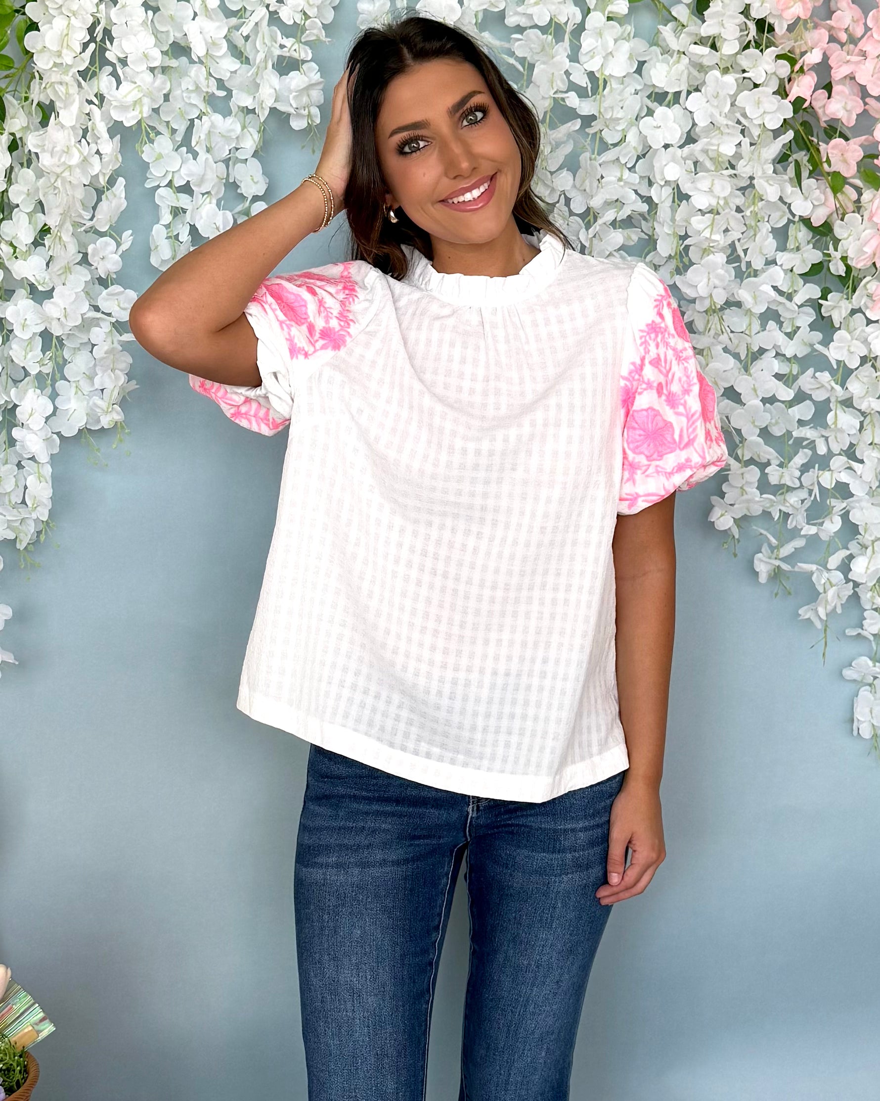 All Too Well Off White Embroidered Puff Sleeve Top-Shop-Womens-Boutique-Clothing