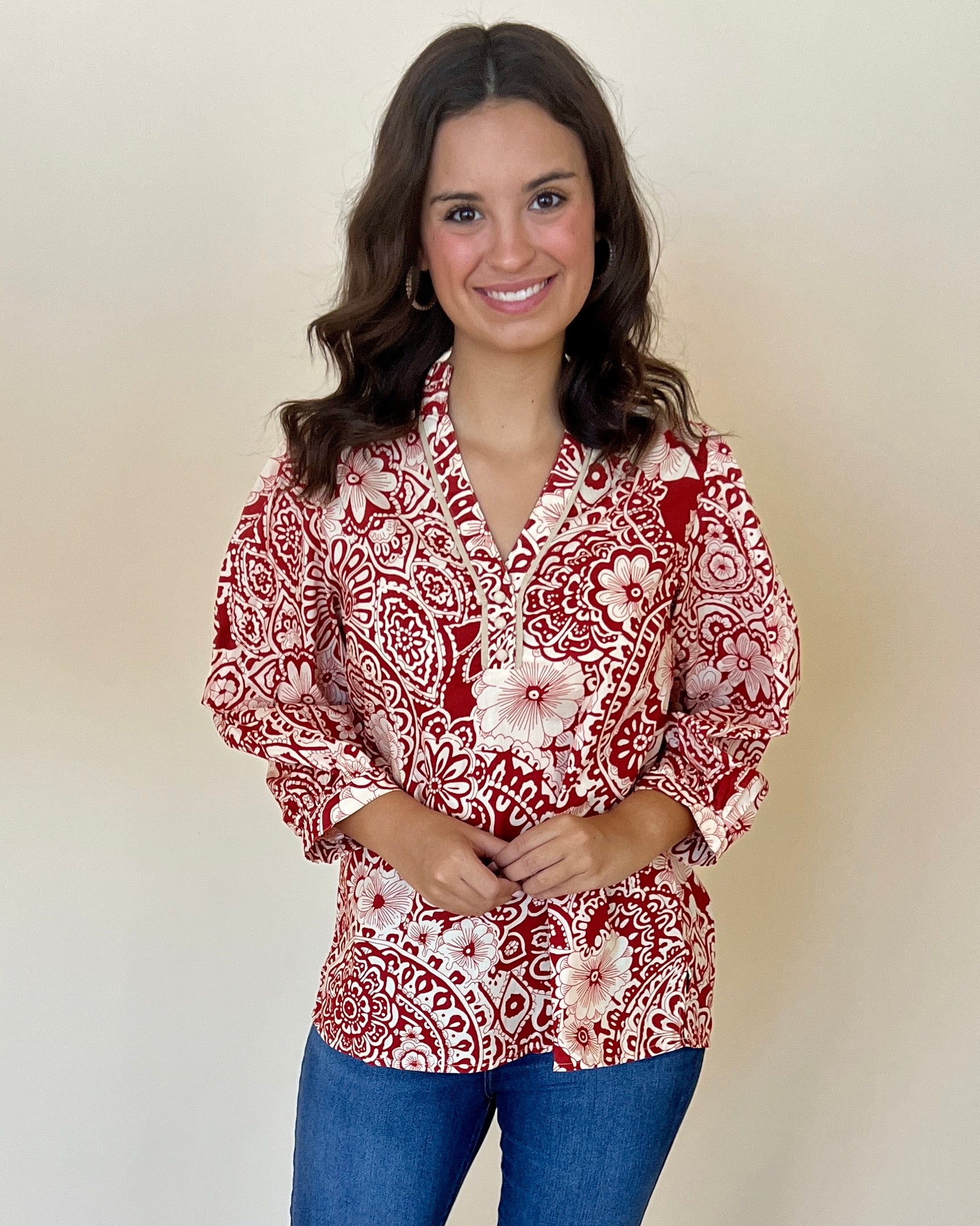 Fan Of Floral Clay Floral Top-Shop-Womens-Boutique-Clothing