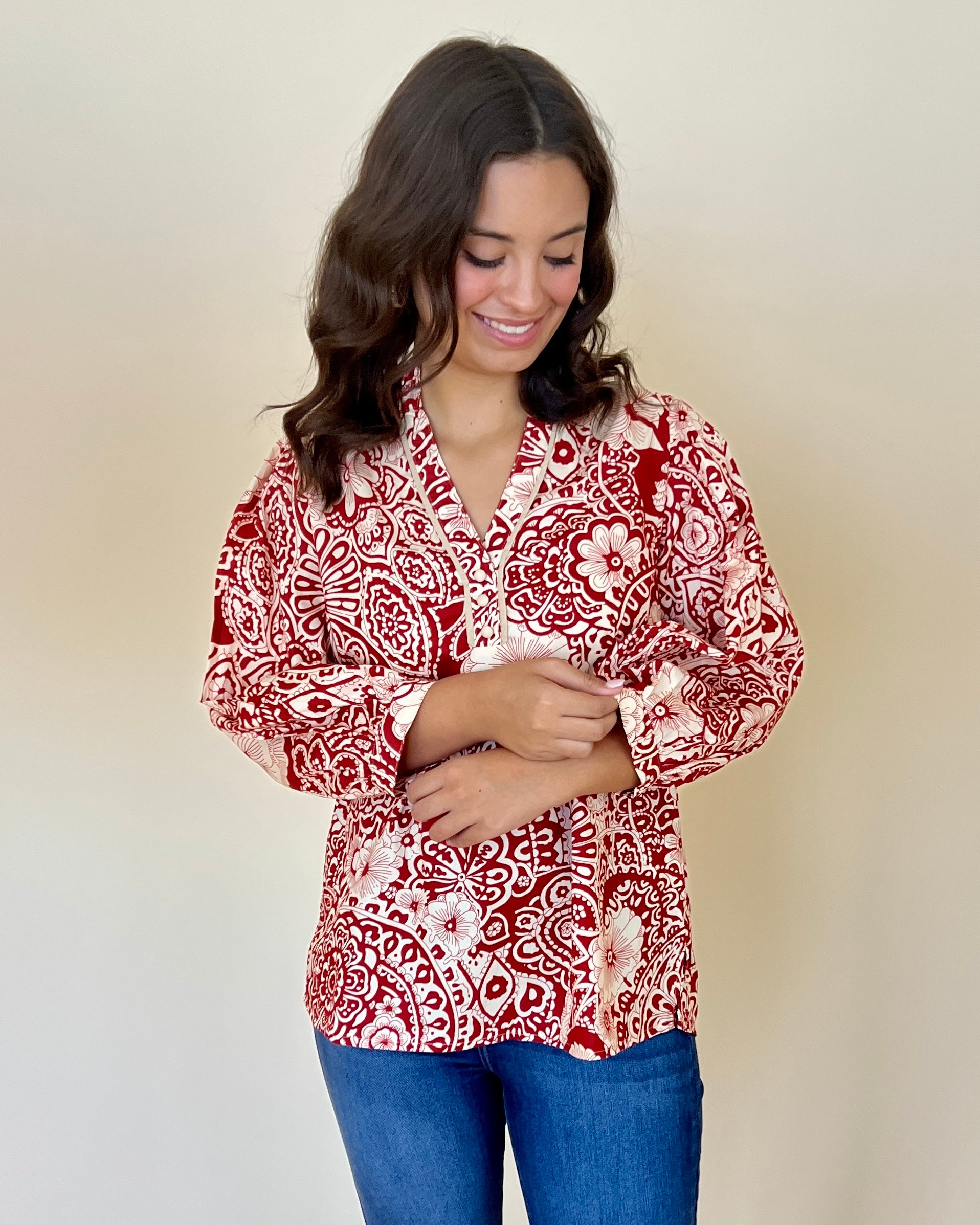 Fan Of Floral Clay Floral Top-Shop-Womens-Boutique-Clothing