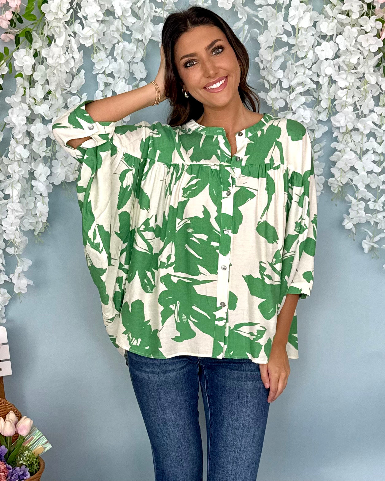 Well Wishes Green Botanical Print Top-Shop-Womens-Boutique-Clothing